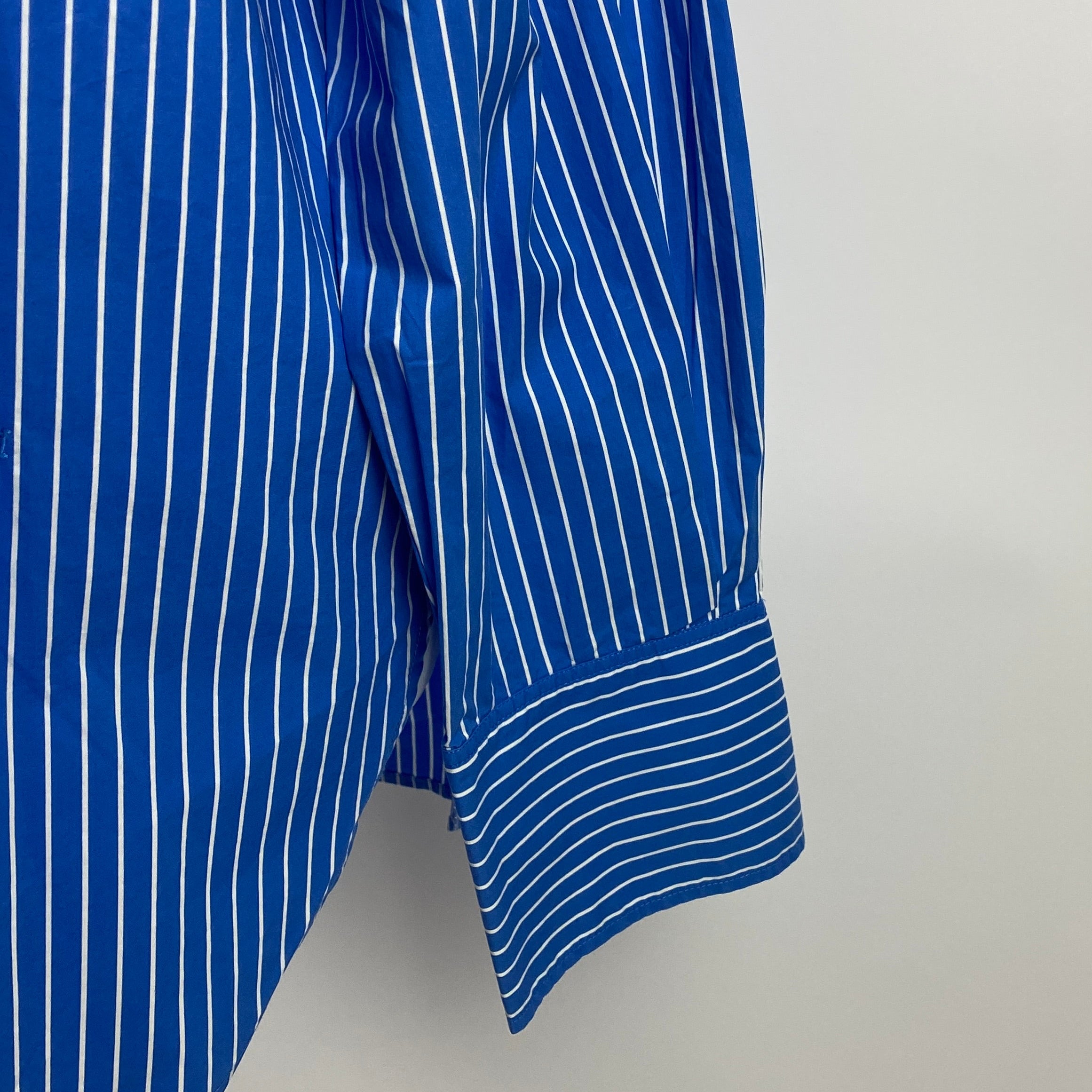 Frame New £315 Air Force Blue Stripe Organic Cotton Shirt L
