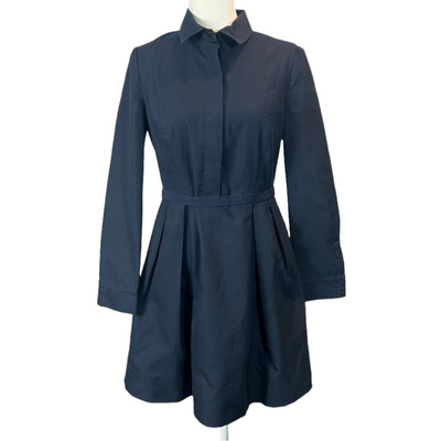 Victoria Beckham Navy Polycotton Belted Shirtdress S