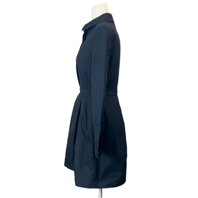 Victoria Beckham Navy Polycotton Belted Shirtdress S