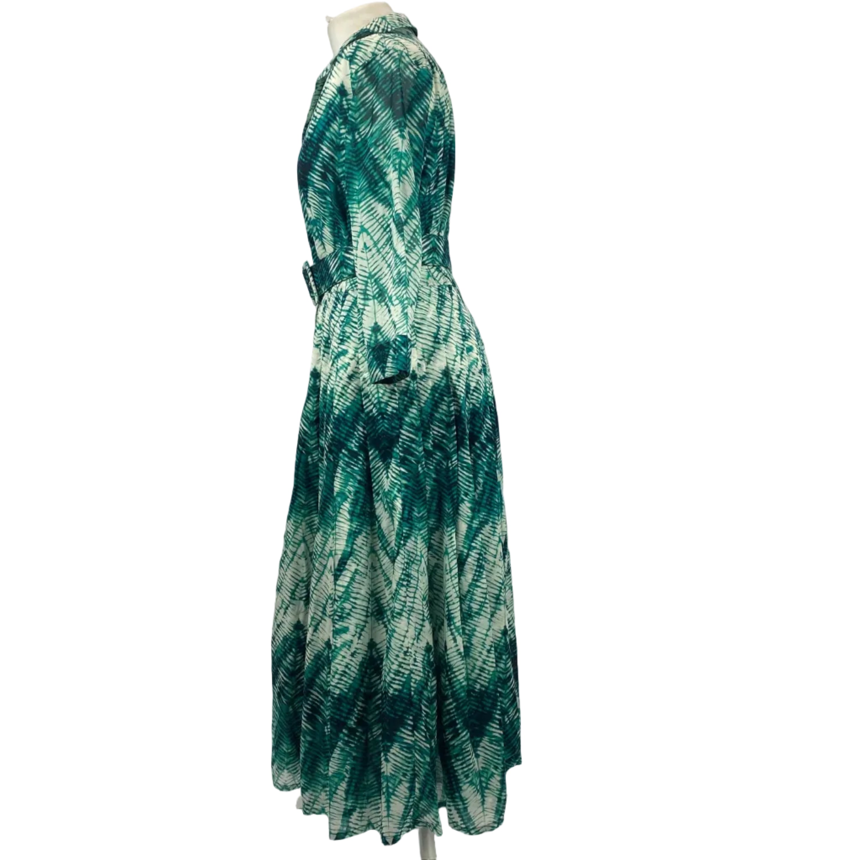 Samantha Sung New £781 Jade Chevron Audrey Shirt Dress L