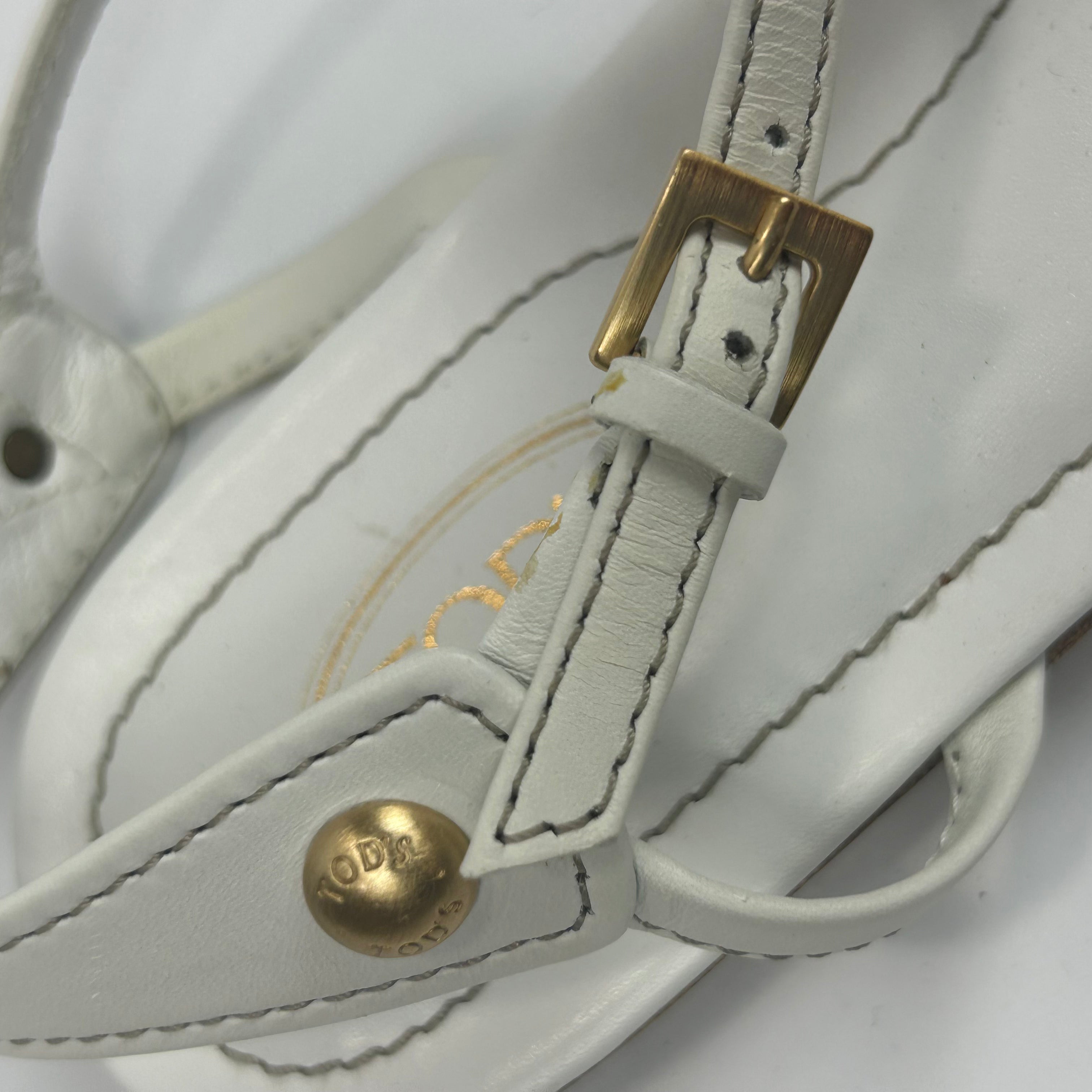 Tod's New £398 White Leather Matisse Flat Sandals 36