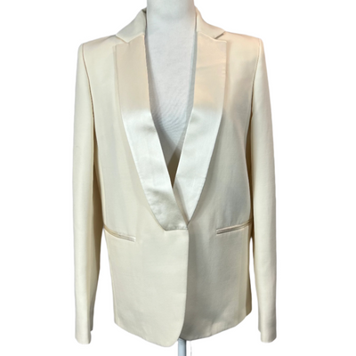 Victoria Beckham Cream Wool & Mohair Tuxedo Jacket S