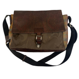 Etro Brown & Khaki Saffiano Leather & Nylon Messenger Bag