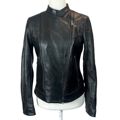 Hugo Boss Brand New Black Lambskin Moto Jacket XS