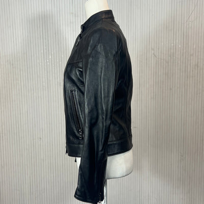 Hugo Boss Brand New Black Lambskin Moto Jacket XS