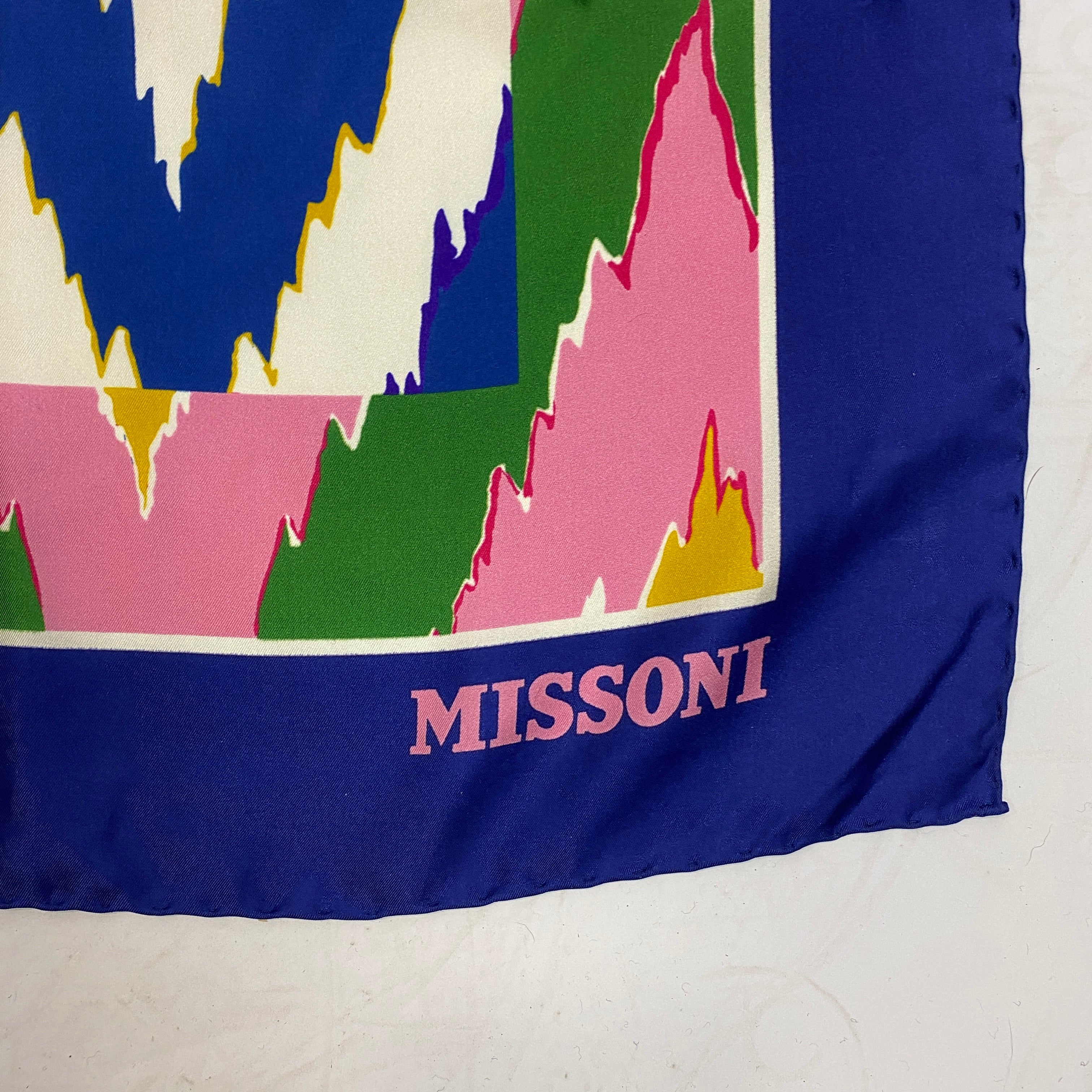 Missoni Navy Pink & Ivory Zigzag Silk Scarf