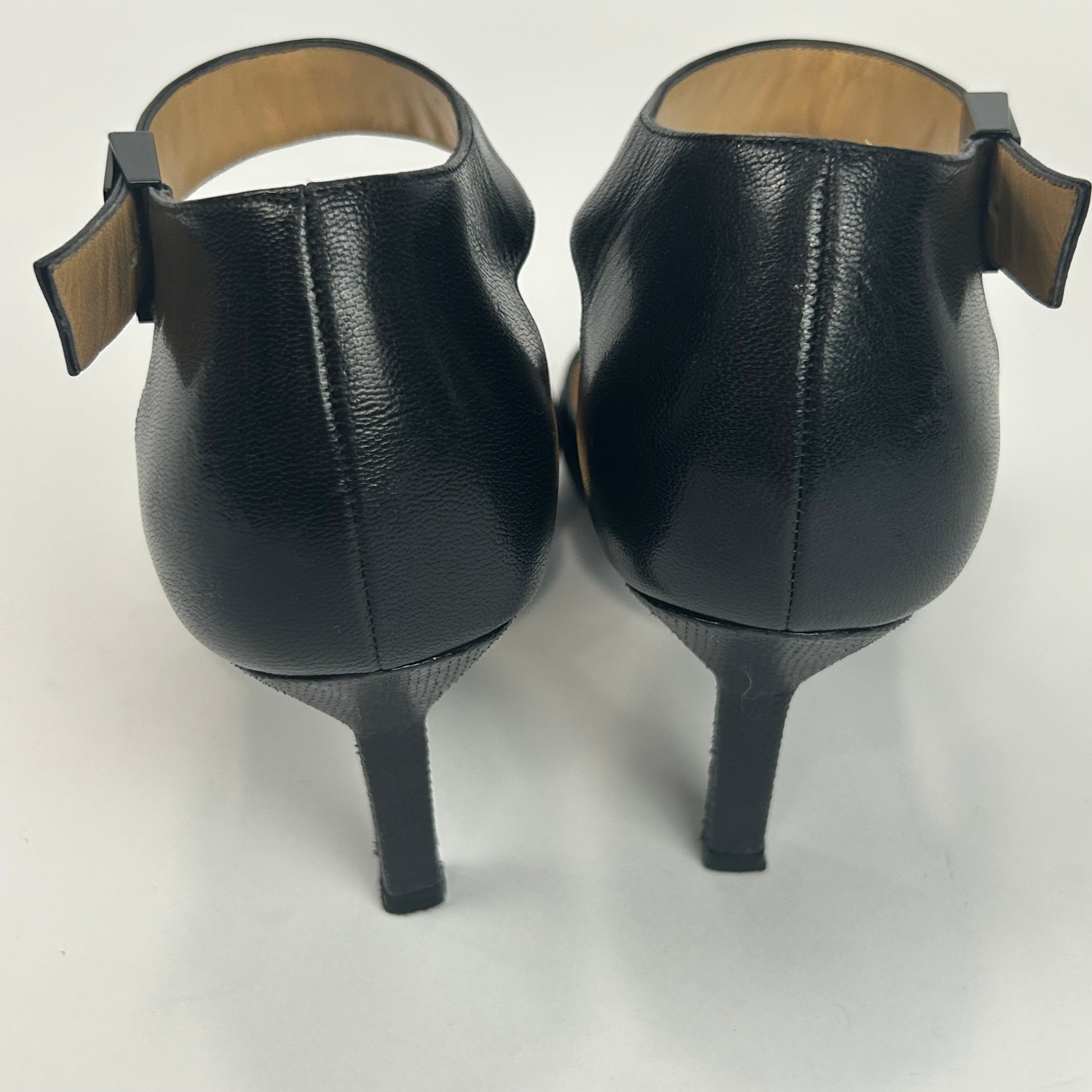 Chanel Black Calf & Lizard Ankle Clip Heels 36.5