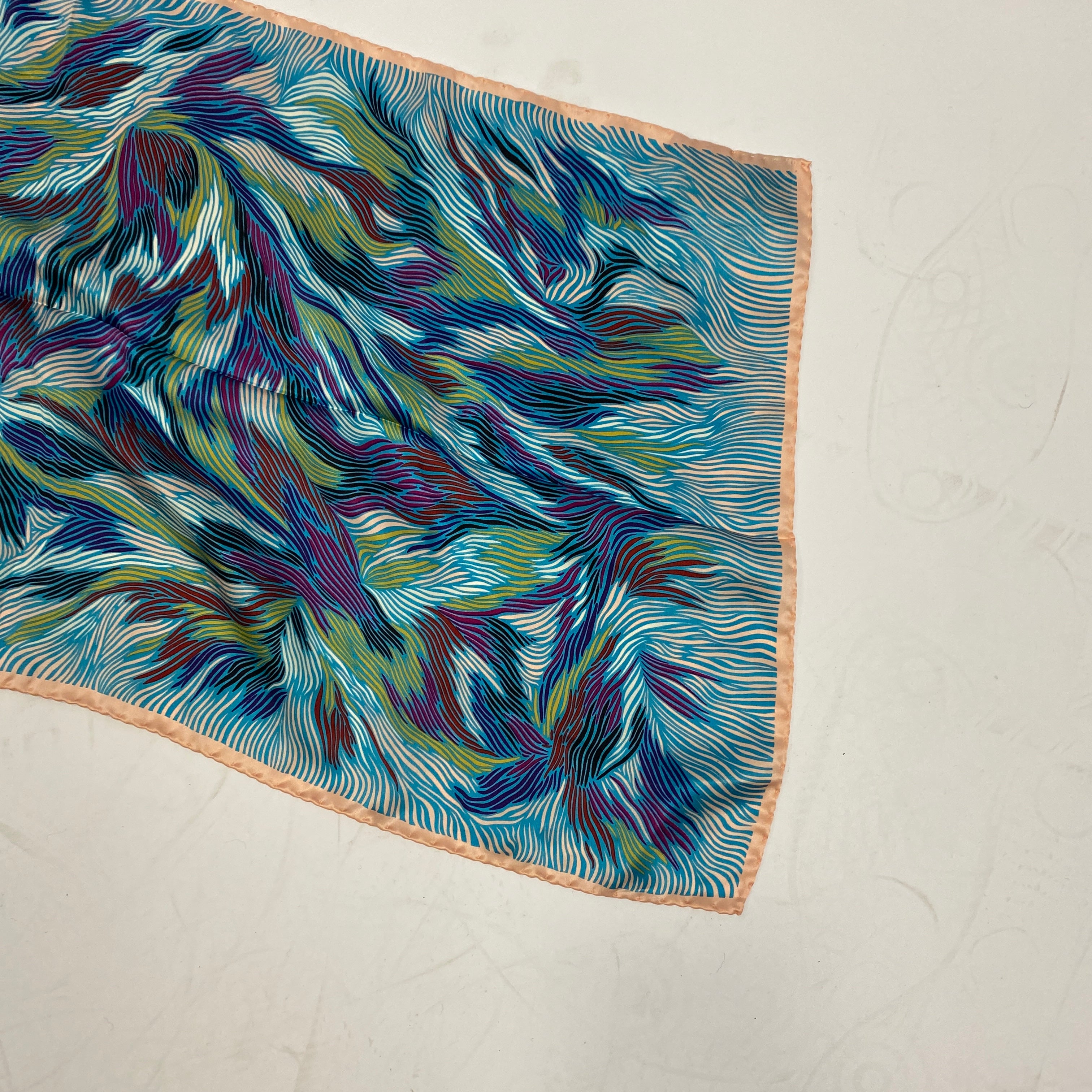 Missoni Navy & Shades of Teal Silk Scarf