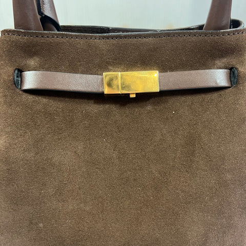 De Mellier £495 Mocha Suede Midi New York Tote Bag