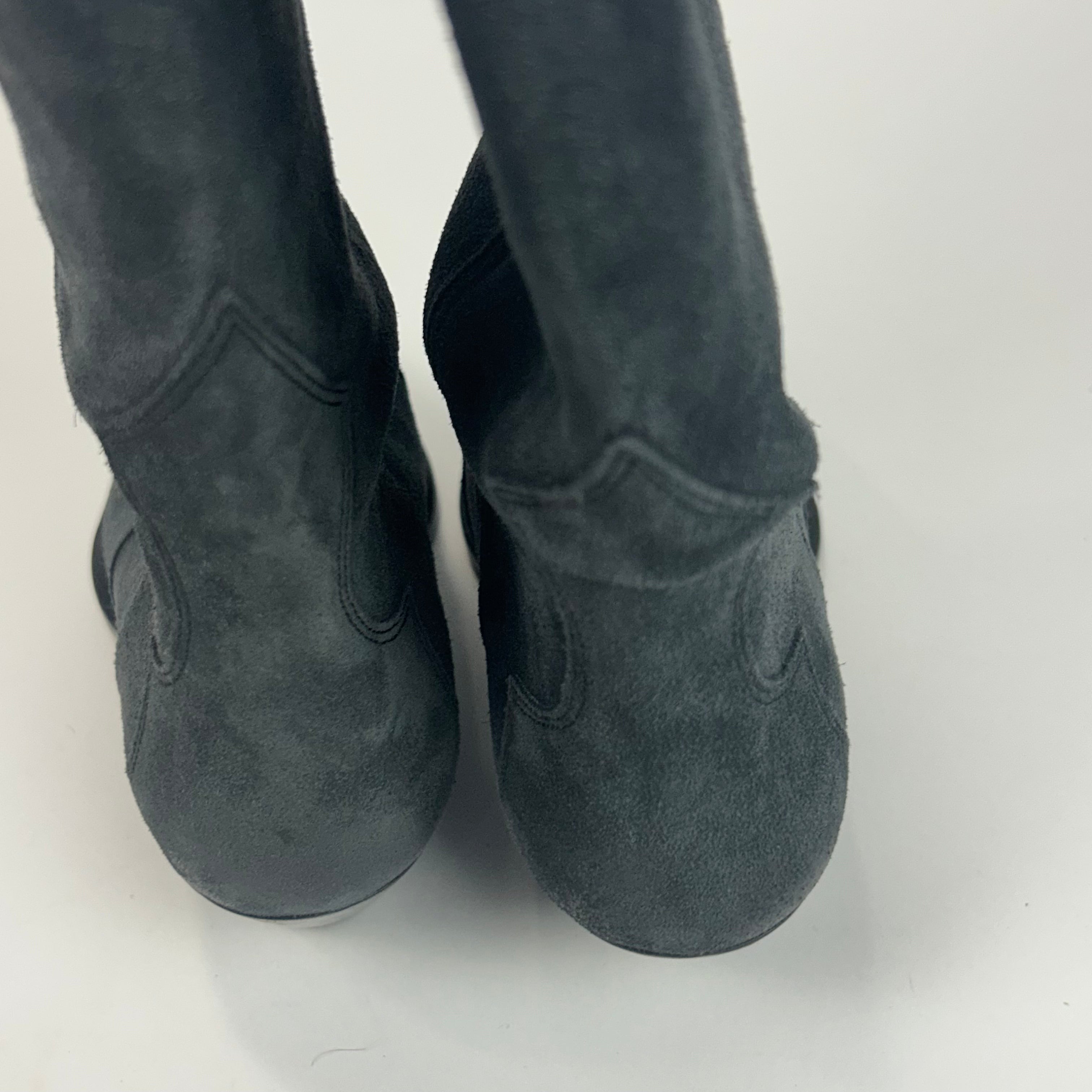Isabel Marant New Smoke Grey Suede Western Knee Boots 36