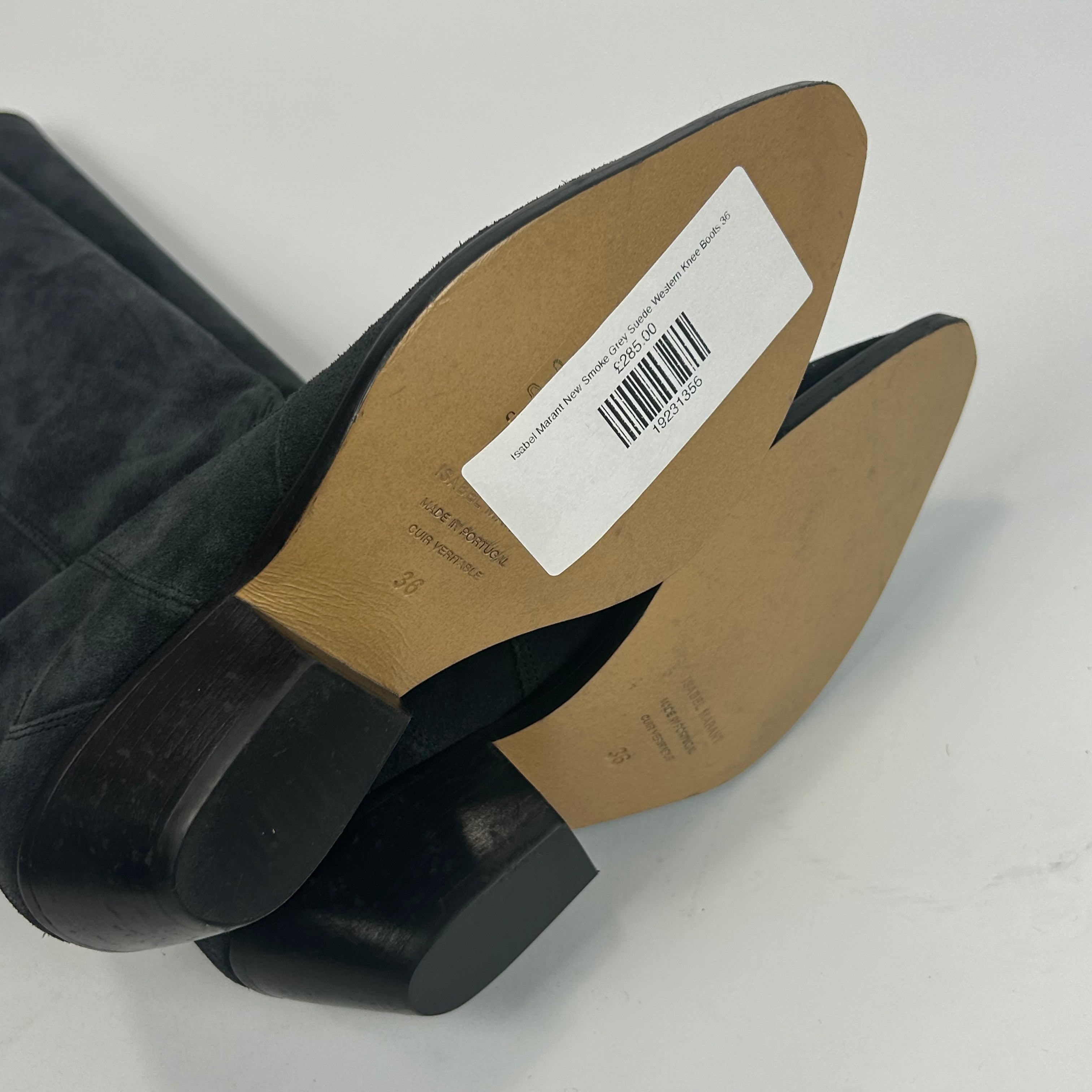 Isabel Marant New Smoke Grey Suede Western Knee Boots 36