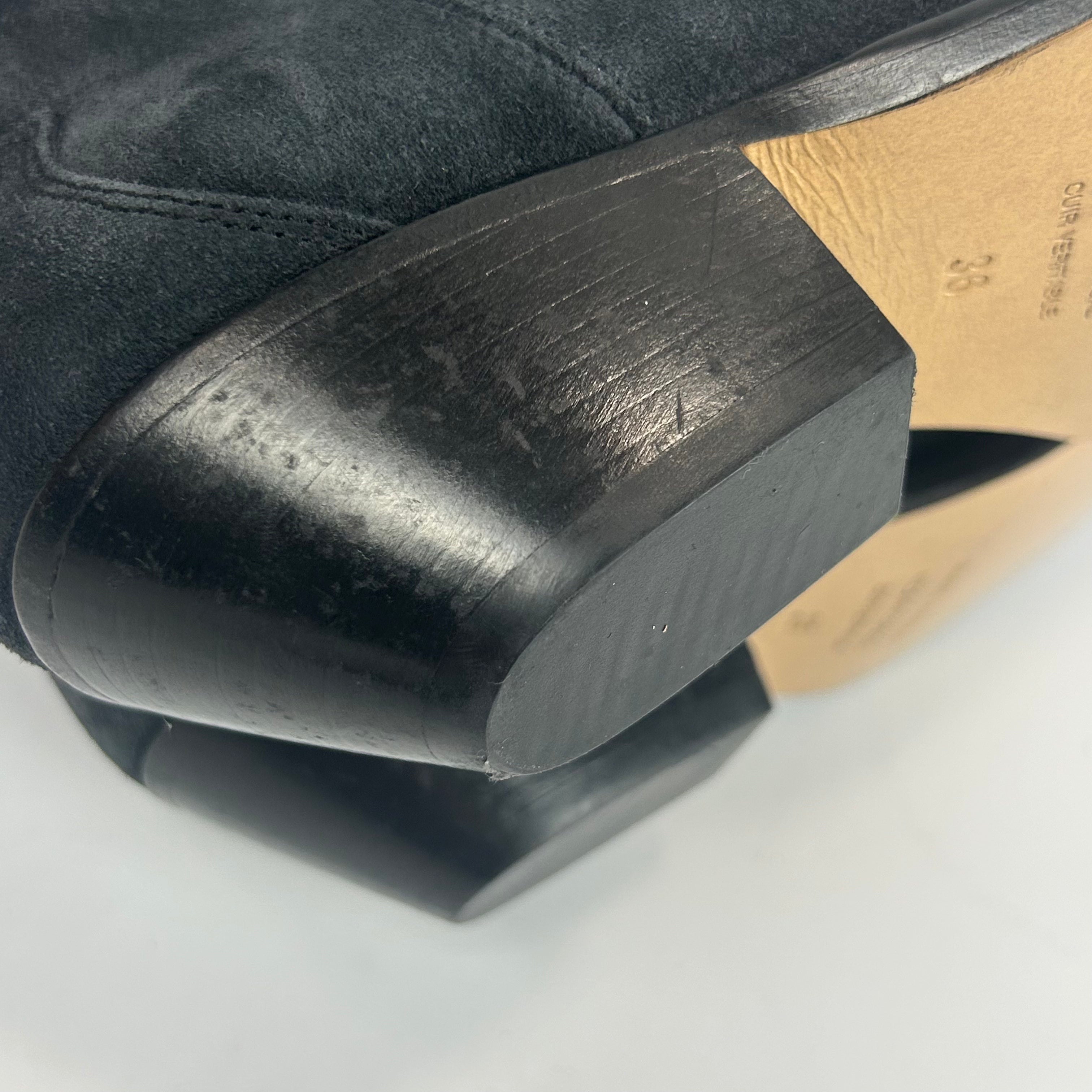 Isabel Marant New Smoke Grey Suede Western Knee Boots 36