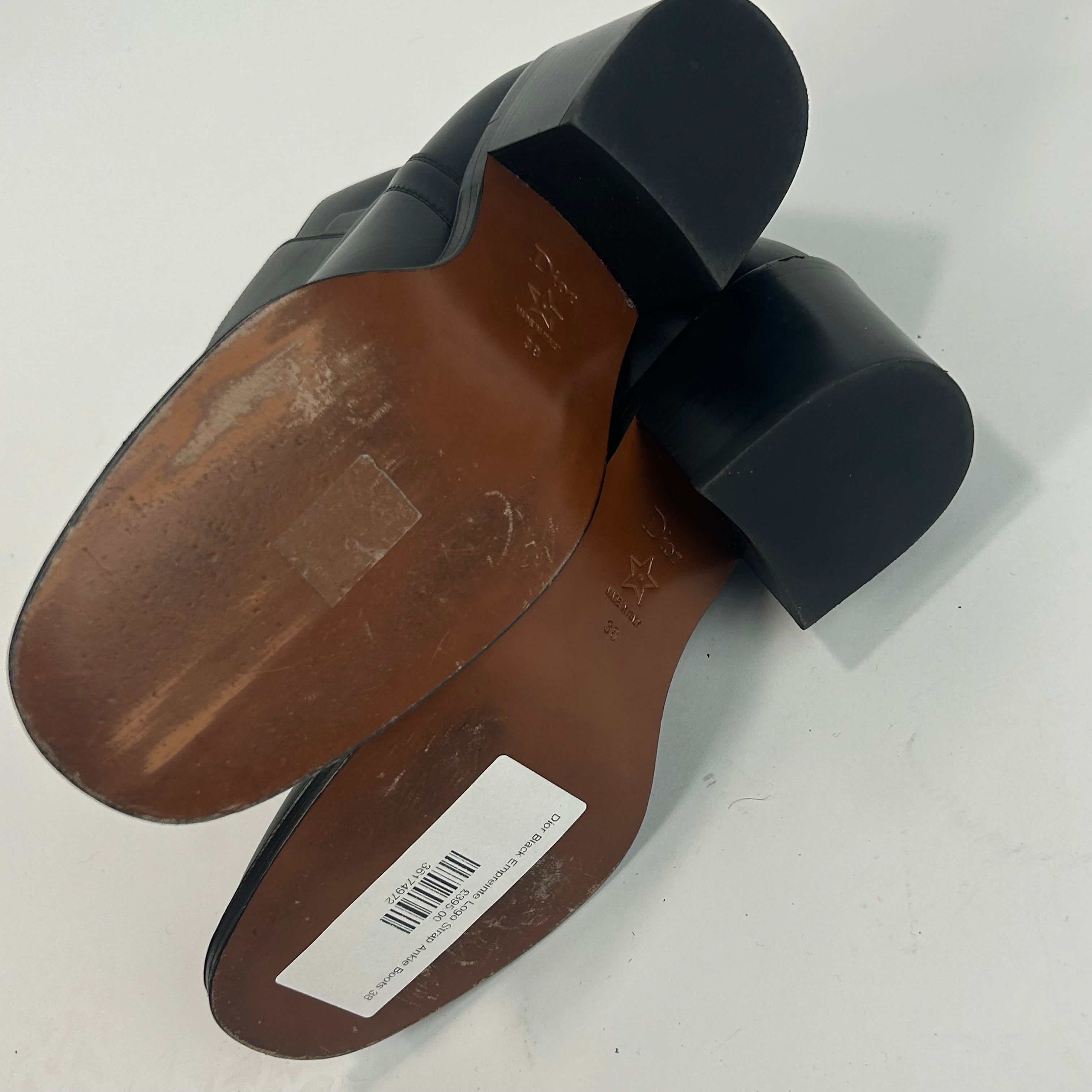 Dior Black Empreinte Logo Strap Ankle Boots 38