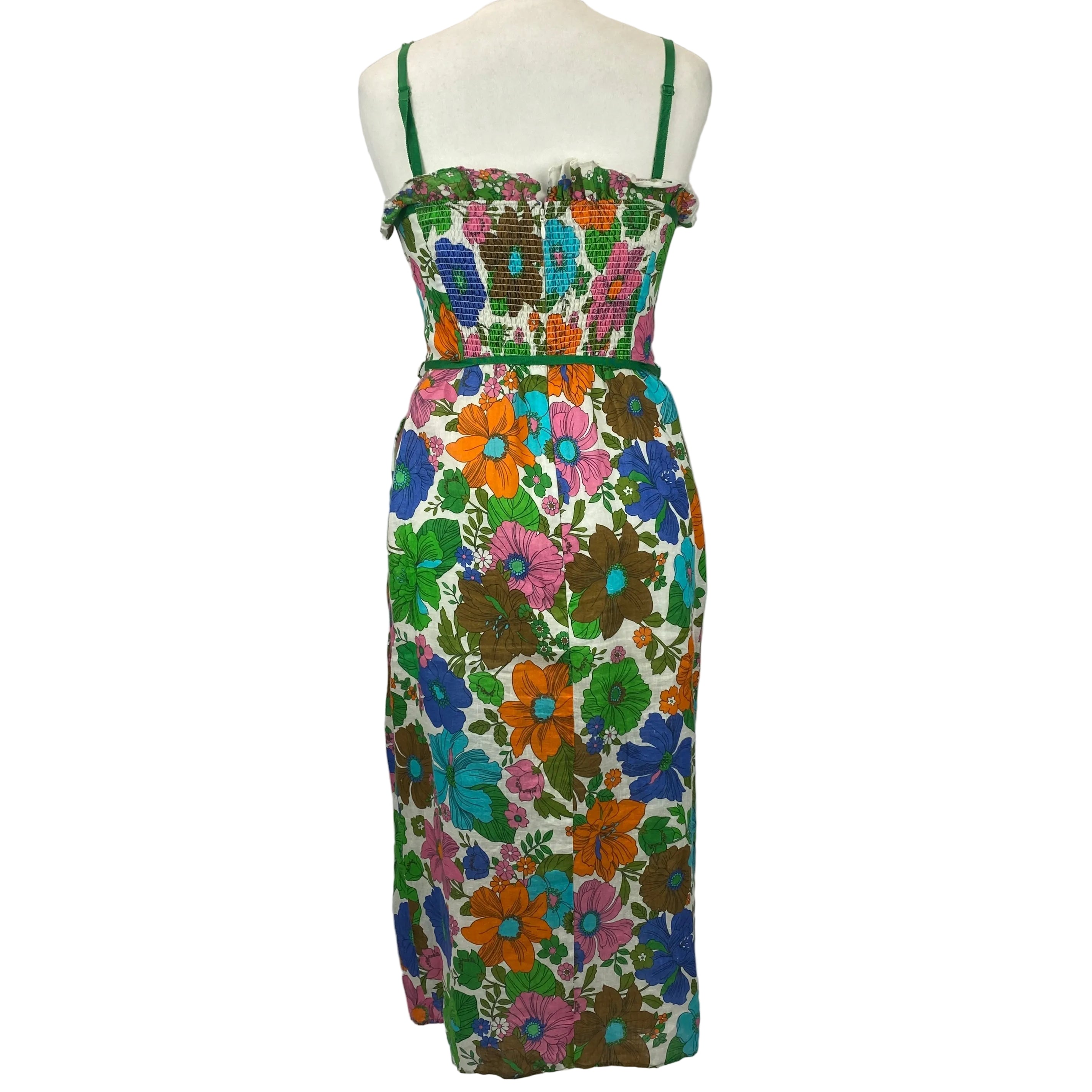 Zimmermann White & Acids Floral Linen Midi Dress XS