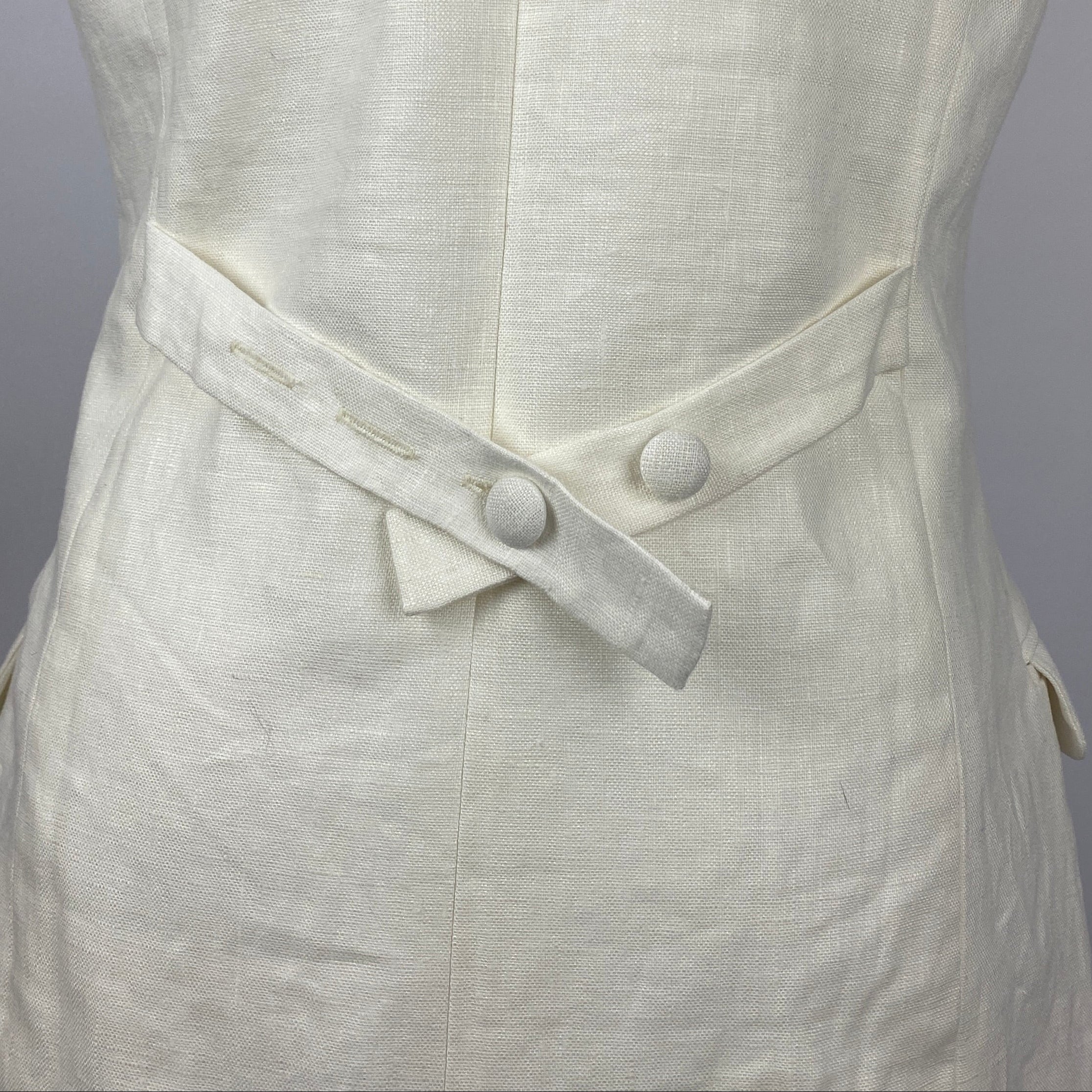Faithfull New £333 Ivory Linen Longline Waistcoat M