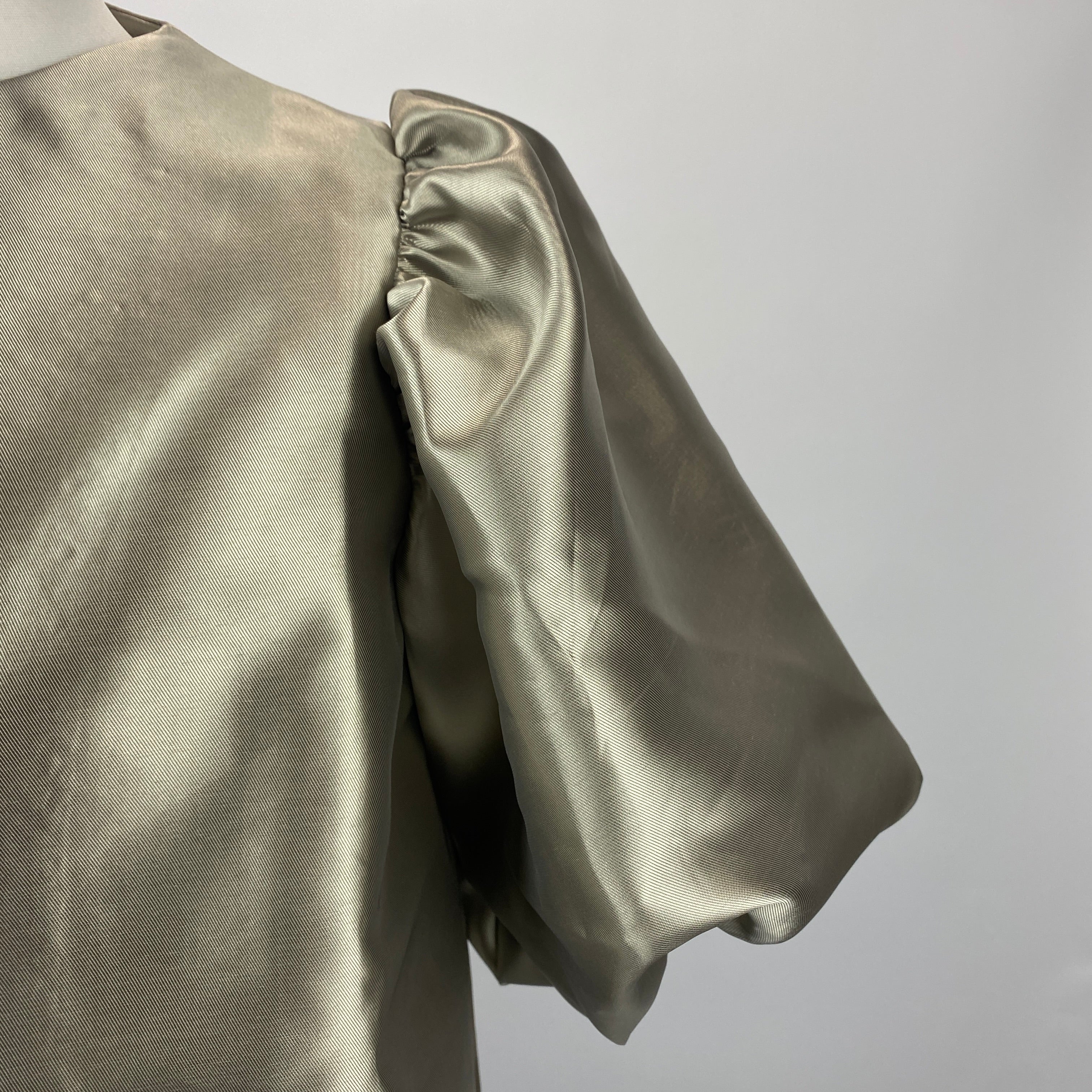 Malina New £255 Steel Grey Satin Cleo Puff Sleeve Jacket M