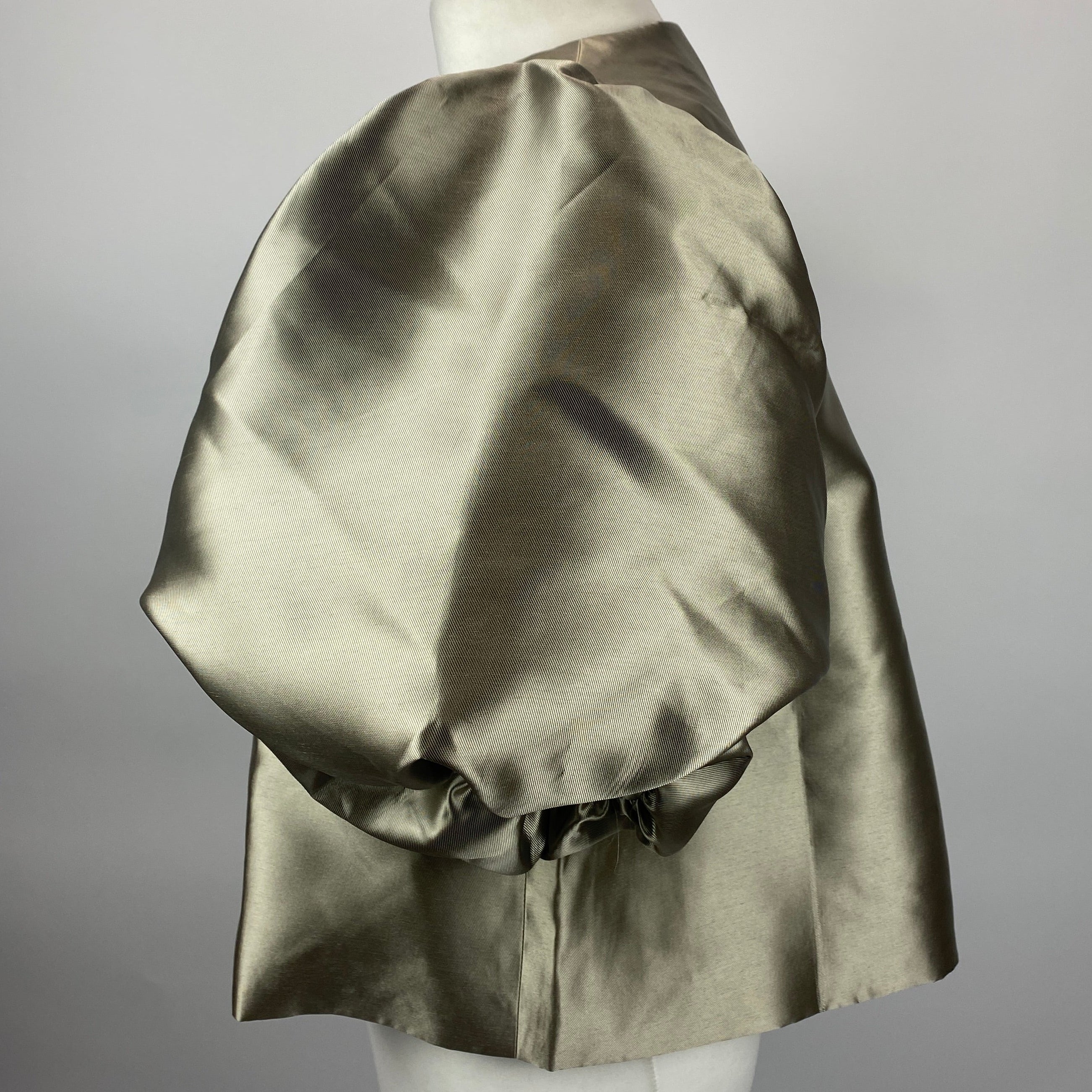 Malina New £255 Steel Grey Satin Cleo Puff Sleeve Jacket M