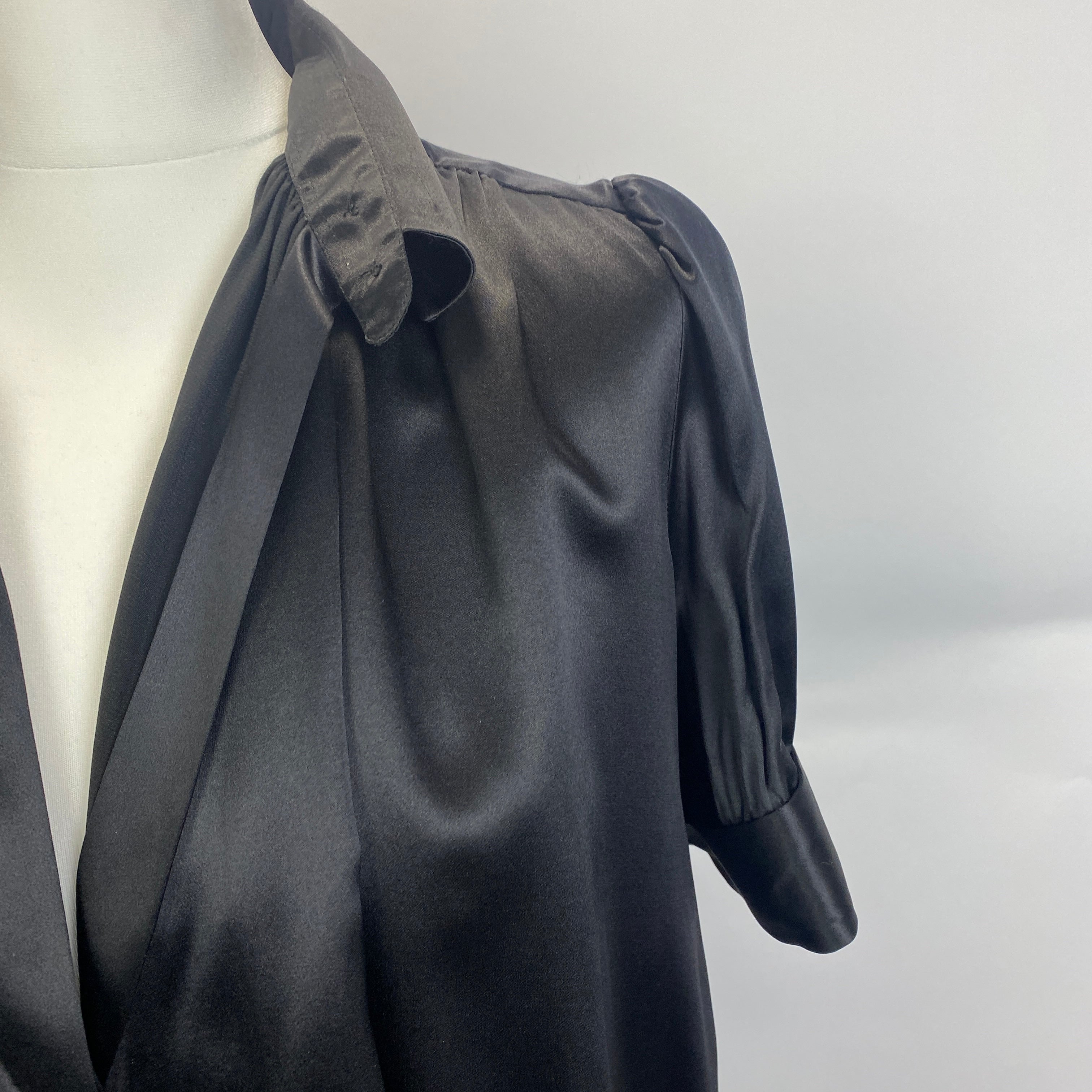 Noir Black Silk Satin Swing Shirt S