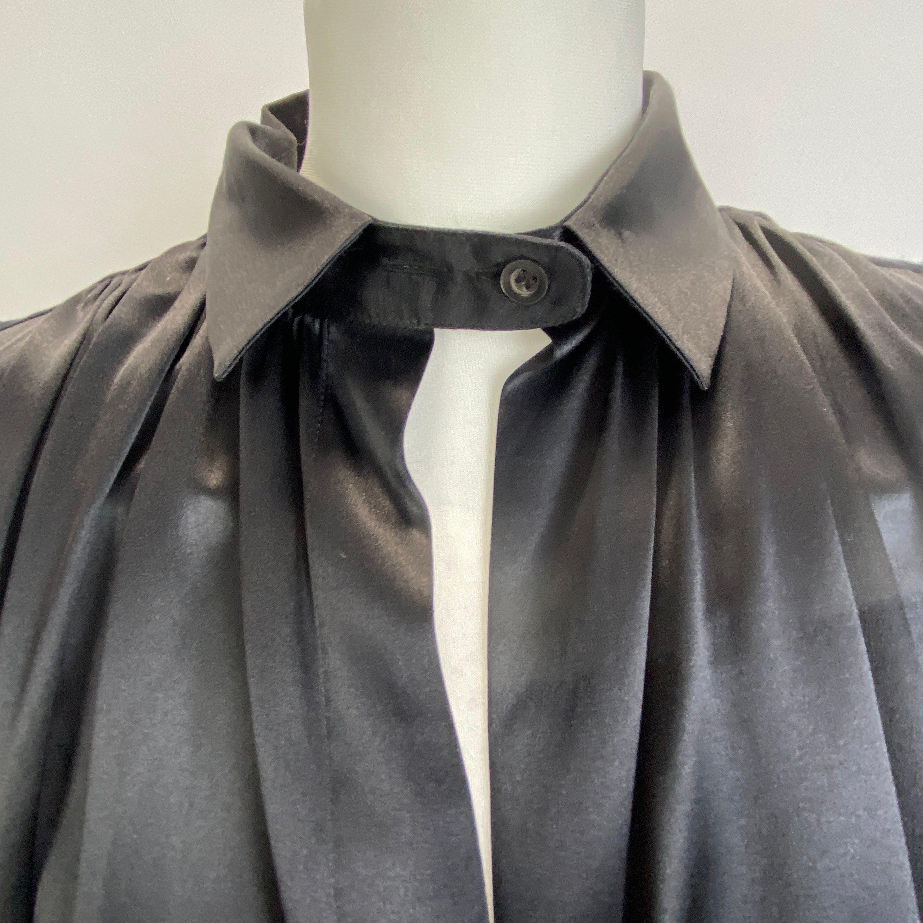 Noir Black Silk Satin Swing Shirt S