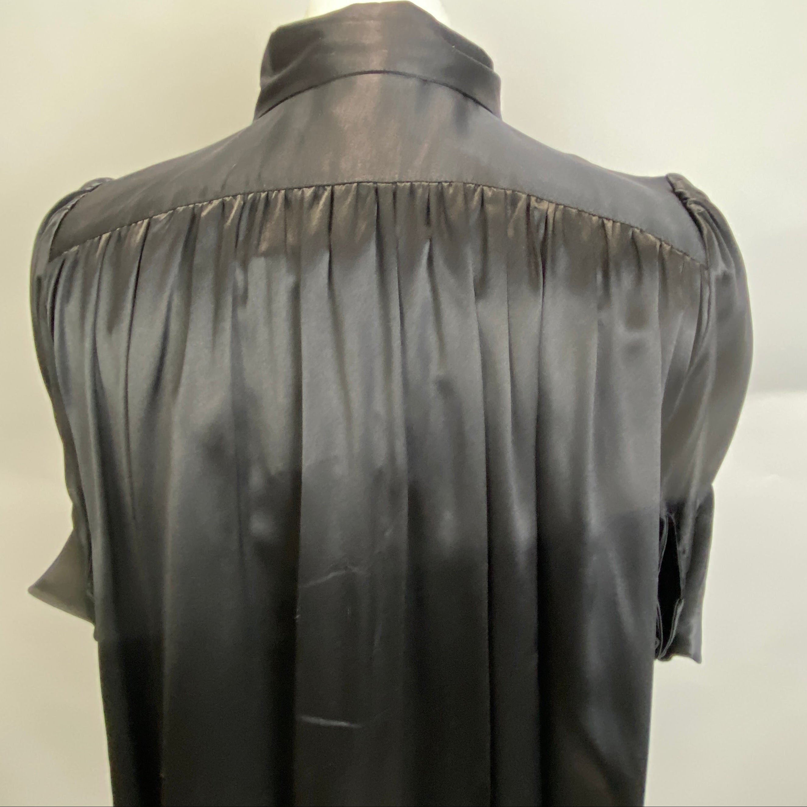 Noir Black Silk Satin Swing Shirt S