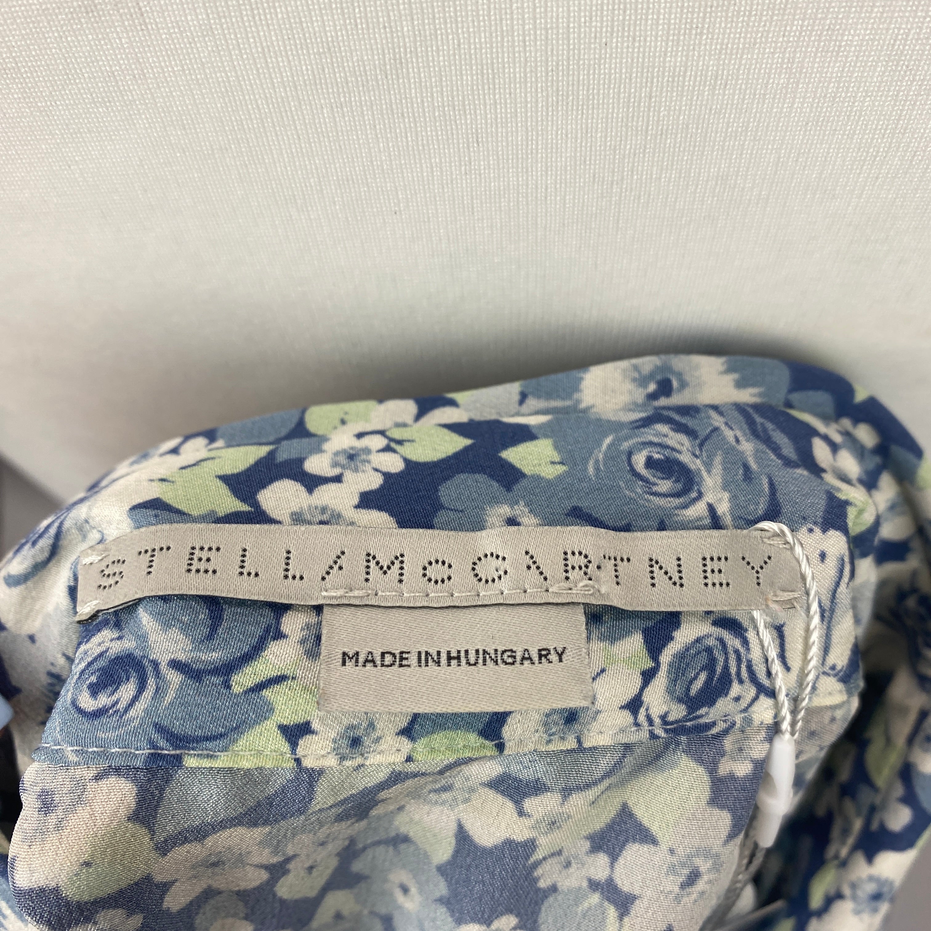 Stella McCartney Blue Floral Silk Crepe Shirt XS/S/M