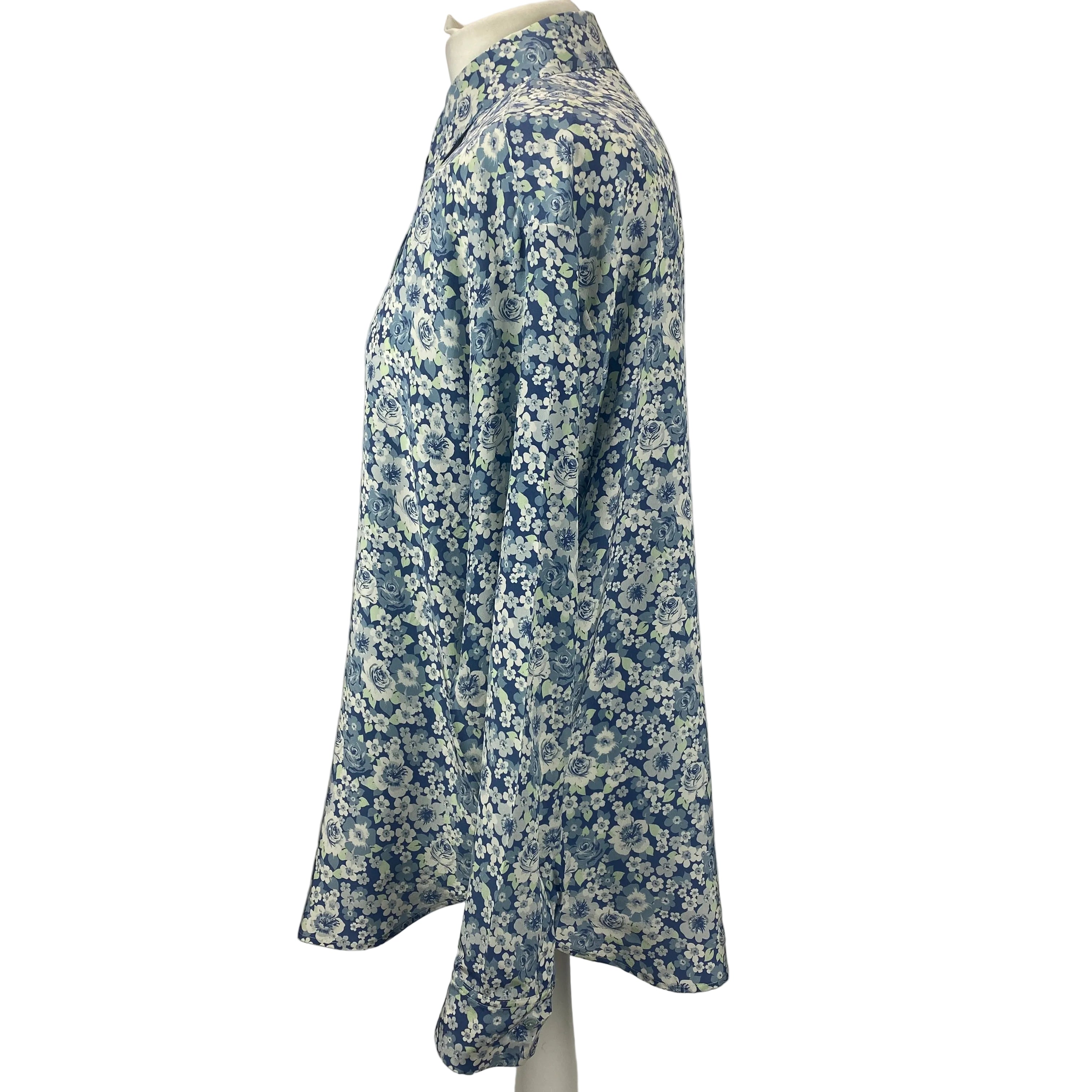 Stella McCartney Blue Floral Silk Crepe Shirt XS/S/M