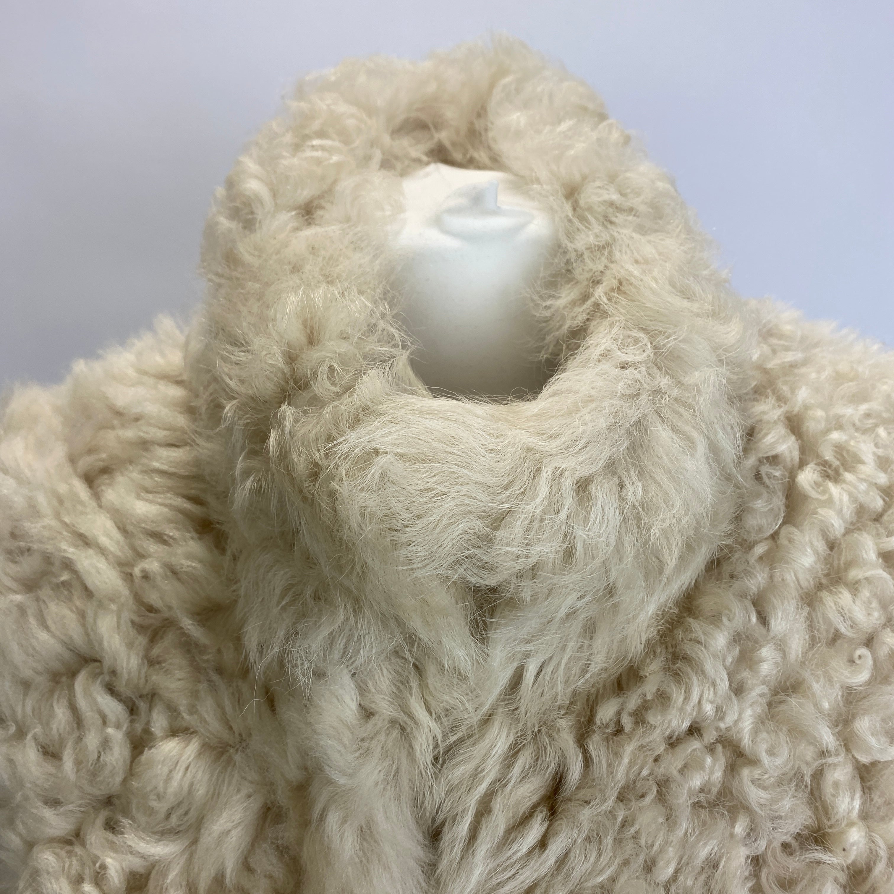 Me&Em £1500 Cream Reversible Shearling Long Coat S