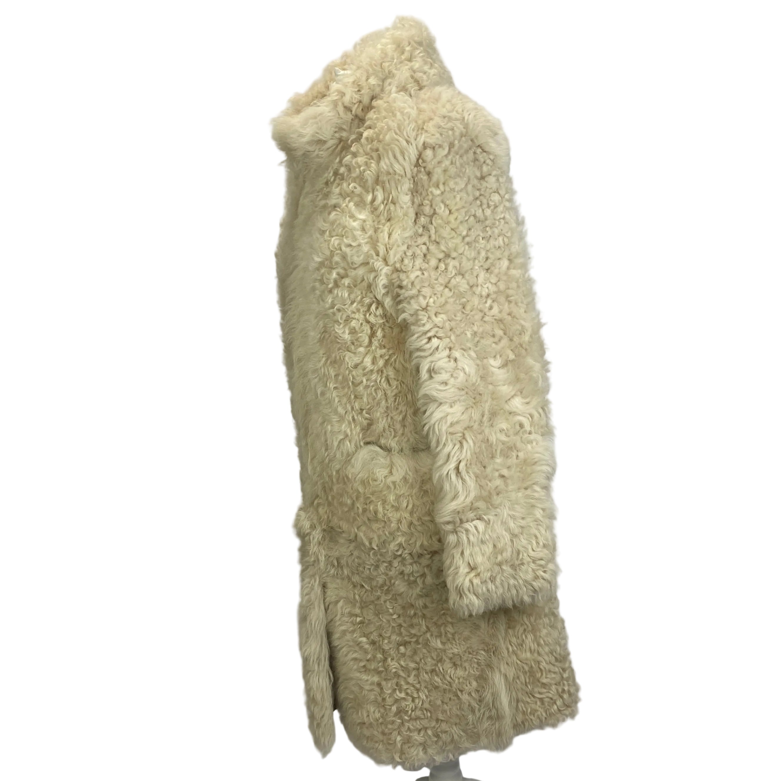 Me&Em £1500 Cream Reversible Shearling Long Coat S