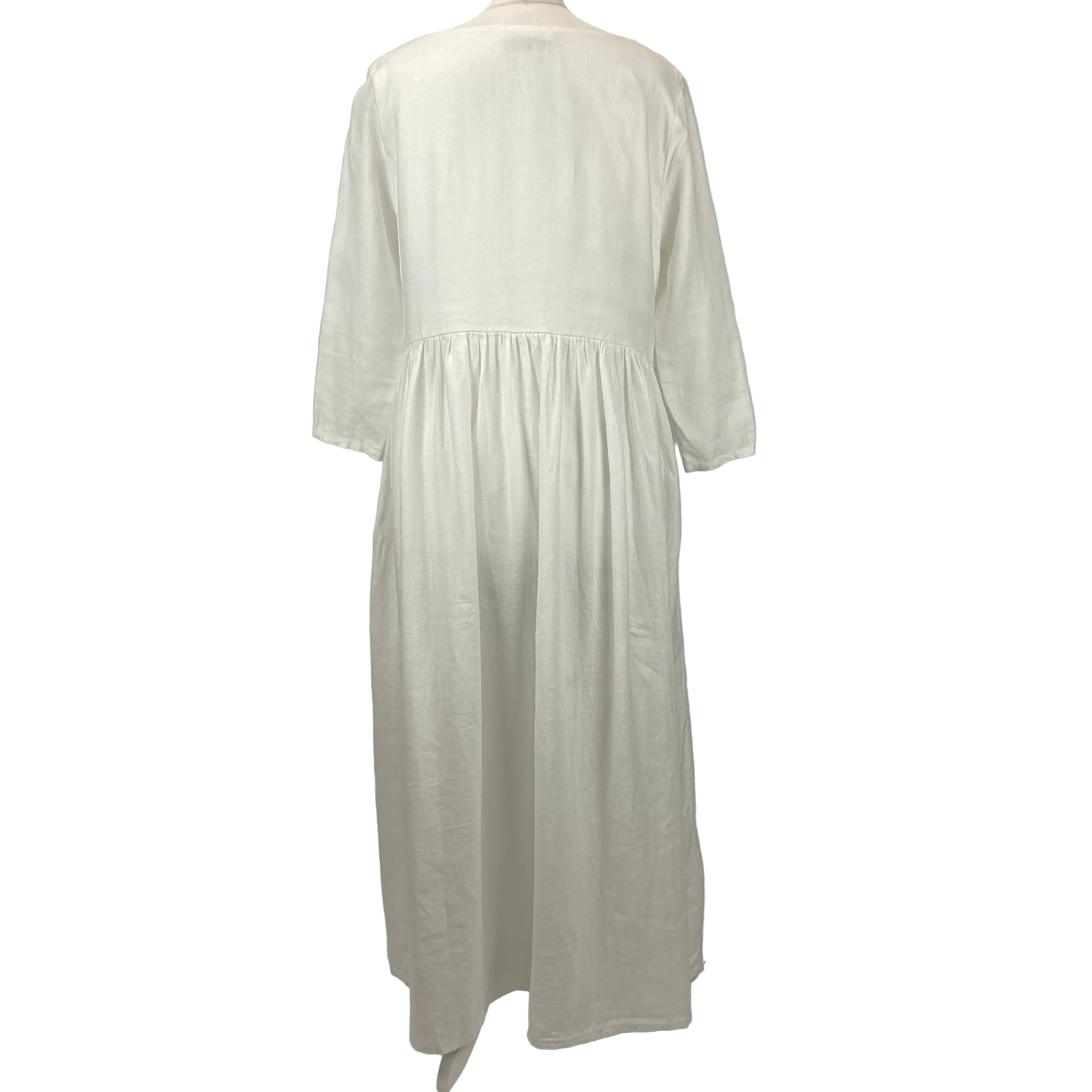 Bottega Egnazia New £420 Ecru Linen Maxi Dress S/M