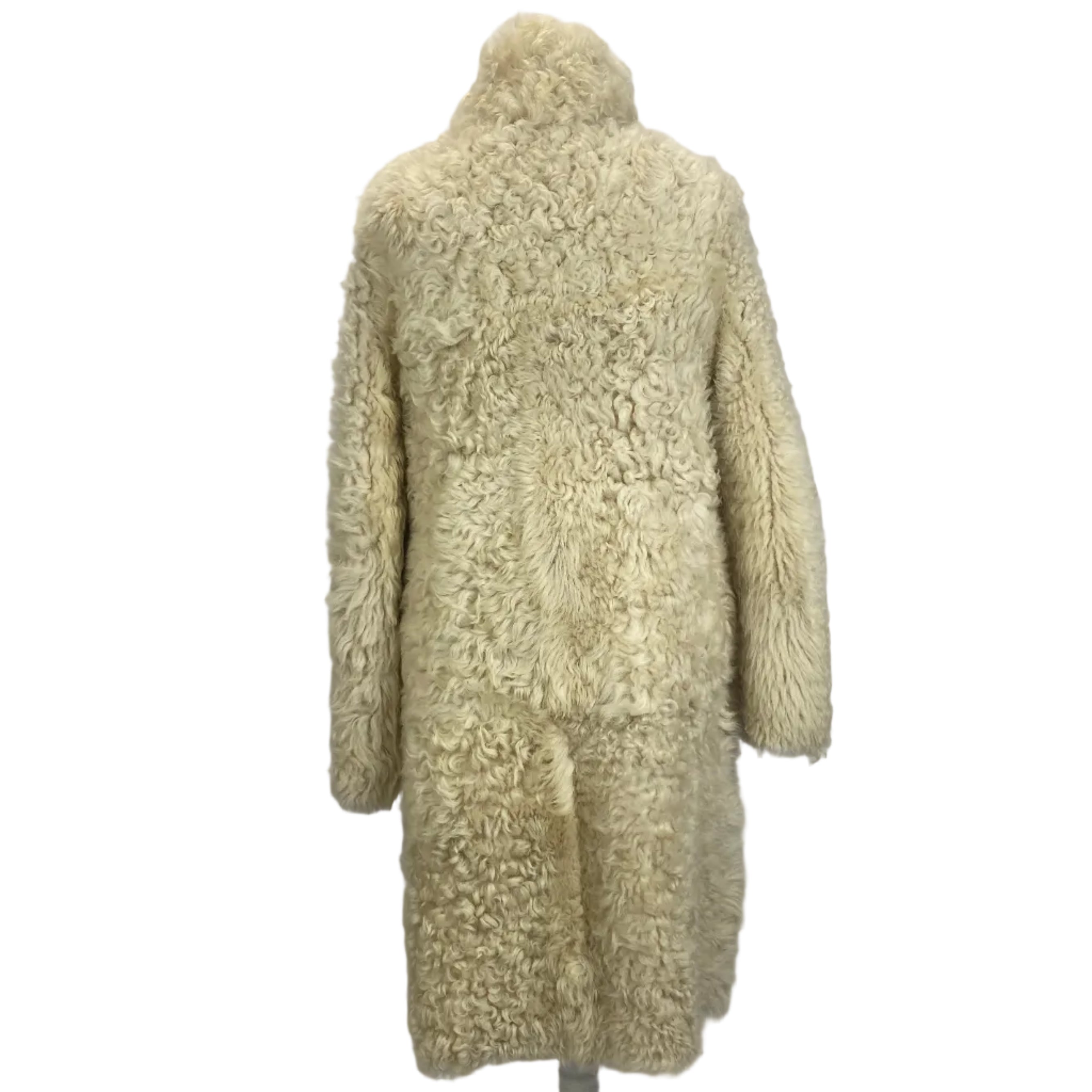 Me&Em £1500 Cream Reversible Shearling Long Coat S