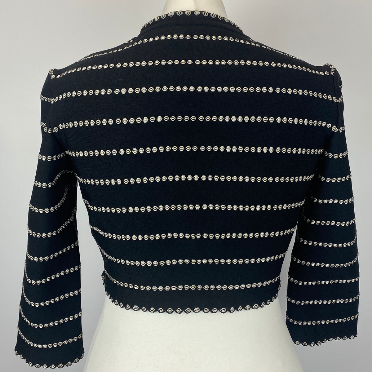 Alaia £1250 Black & White Knit Crop Cardigan M