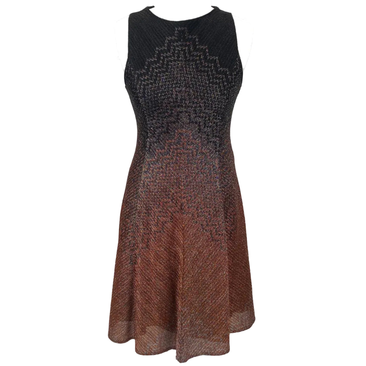Missoni £850 Black & Copper Metallic Knit Midi Dress S
