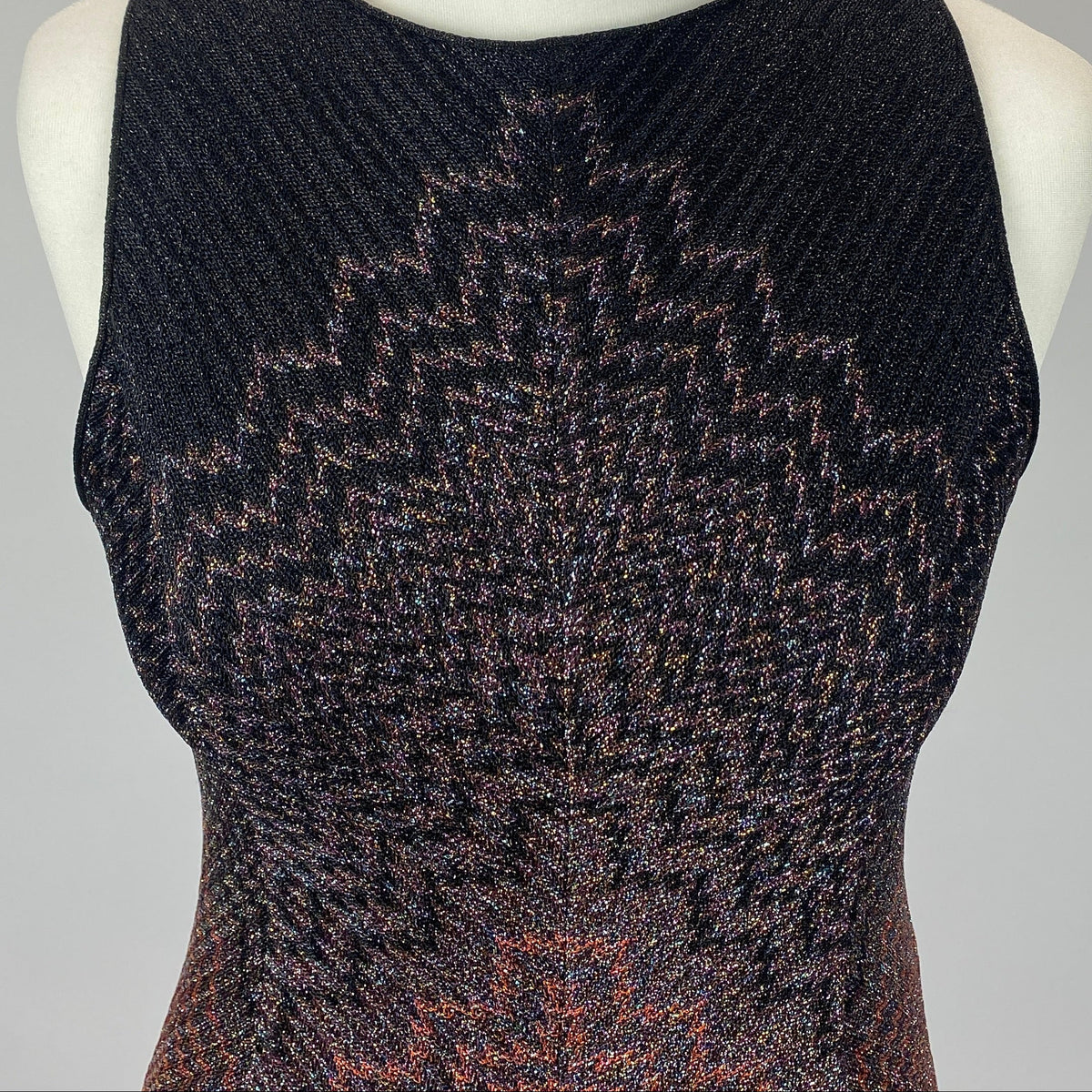 Missoni £850 Black & Copper Metallic Knit Midi Dress S