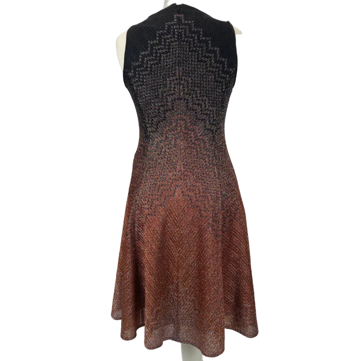 Missoni £850 Black & Copper Metallic Knit Midi Dress S
