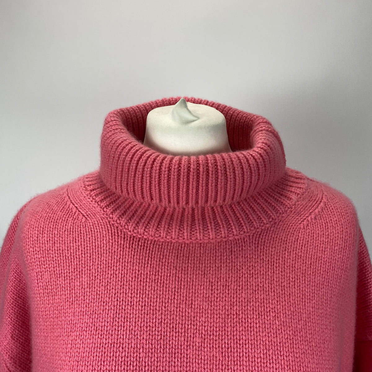 Celine Pink Thick Cashmere Roll Neck Oversized Sweater XS