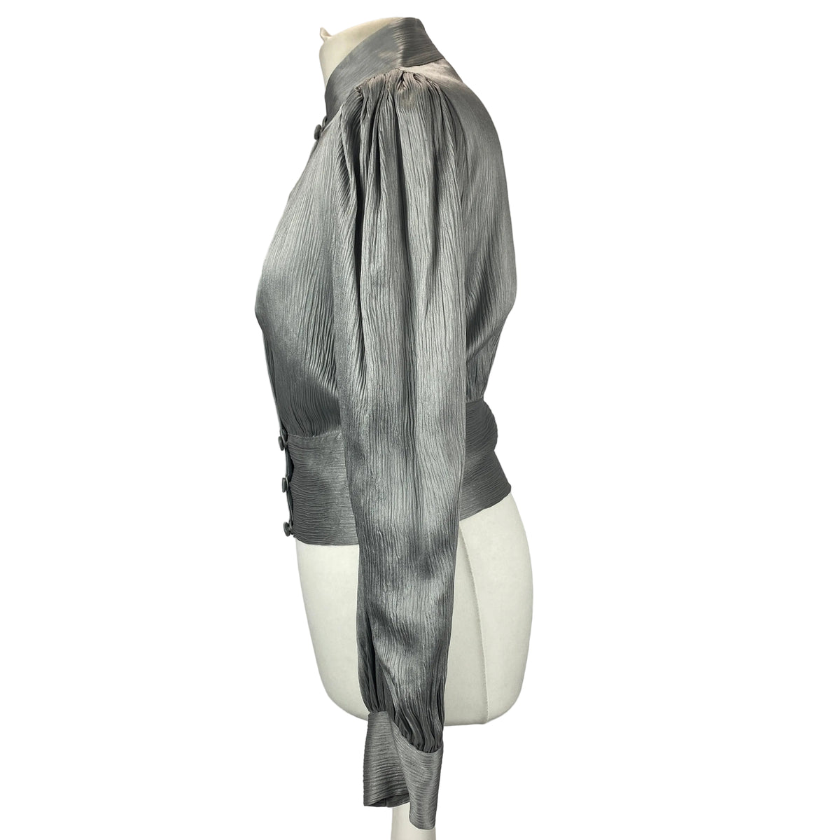 Giorgio Armani £1200 Silver Grey Mulberry Silk Crinkle Blouse S