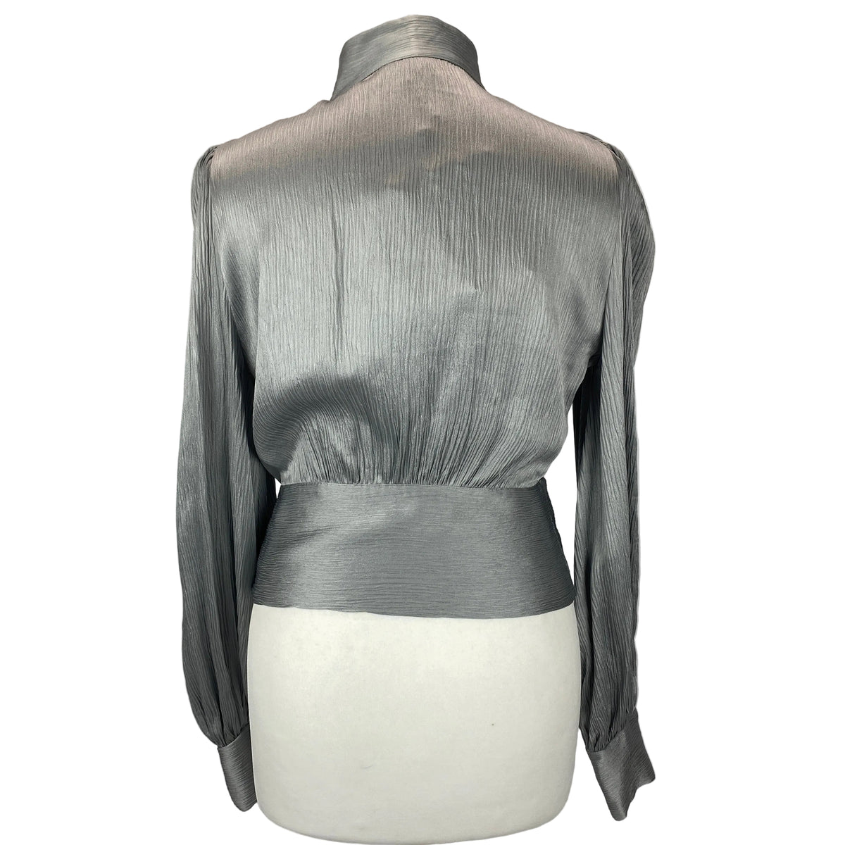 Giorgio Armani £1200 Silver Grey Mulberry Silk Crinkle Blouse S