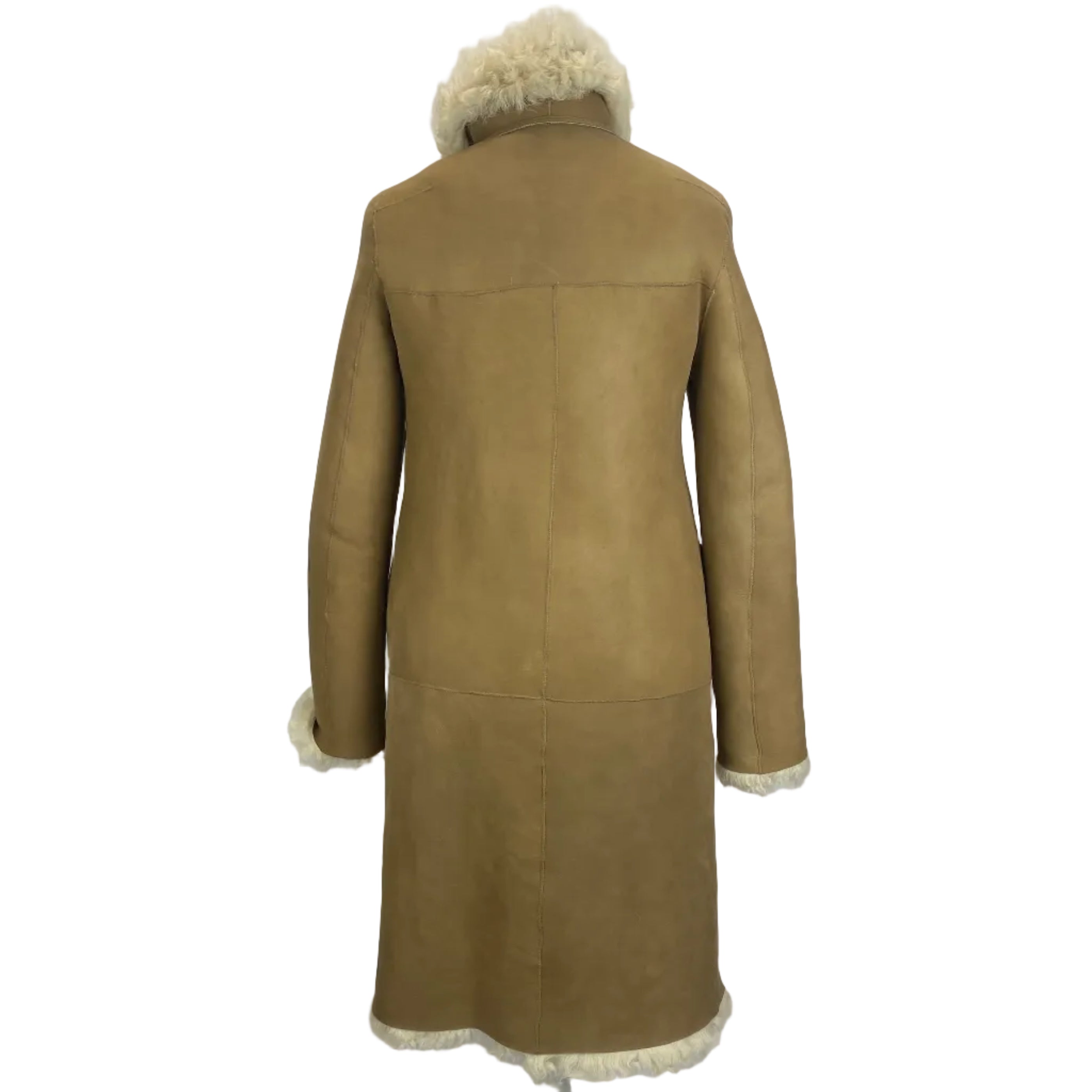 Me&Em £1500 Cream Reversible Shearling Long Coat S