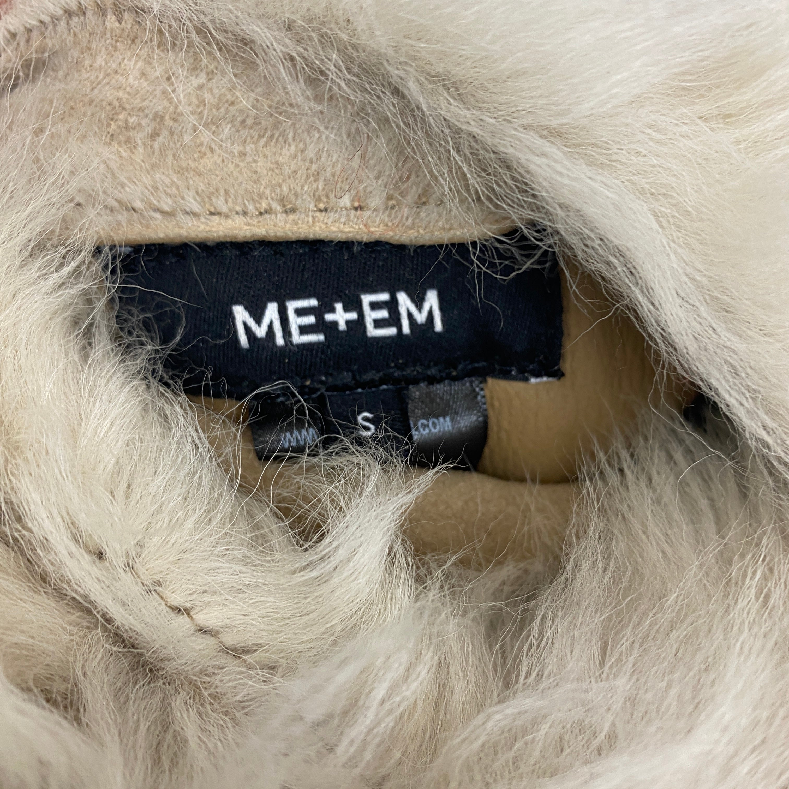 Me&Em £1500 Cream Reversible Shearling Long Coat S