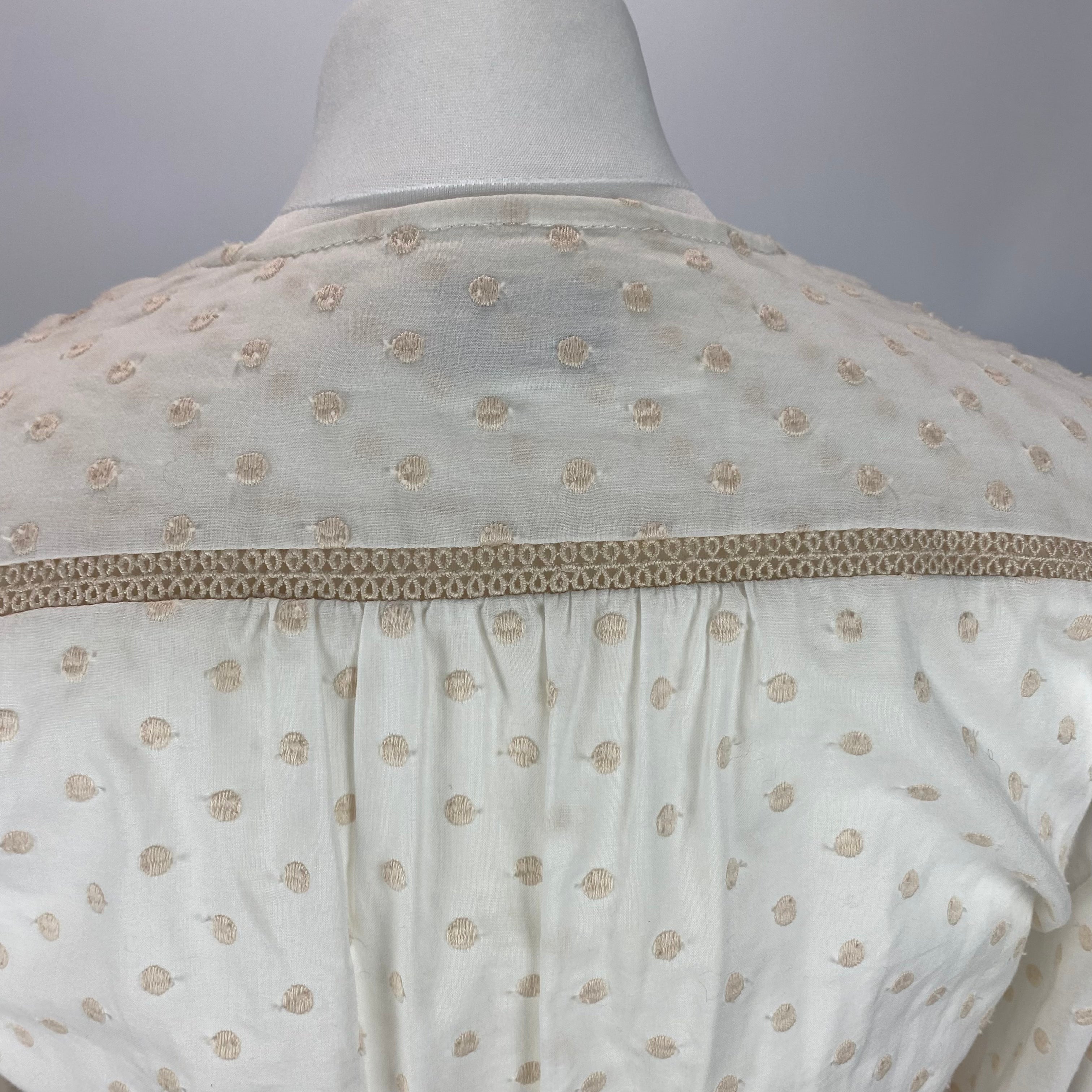 Zimmermann Cream Dotty Embroidered Cotton Midi Dress S