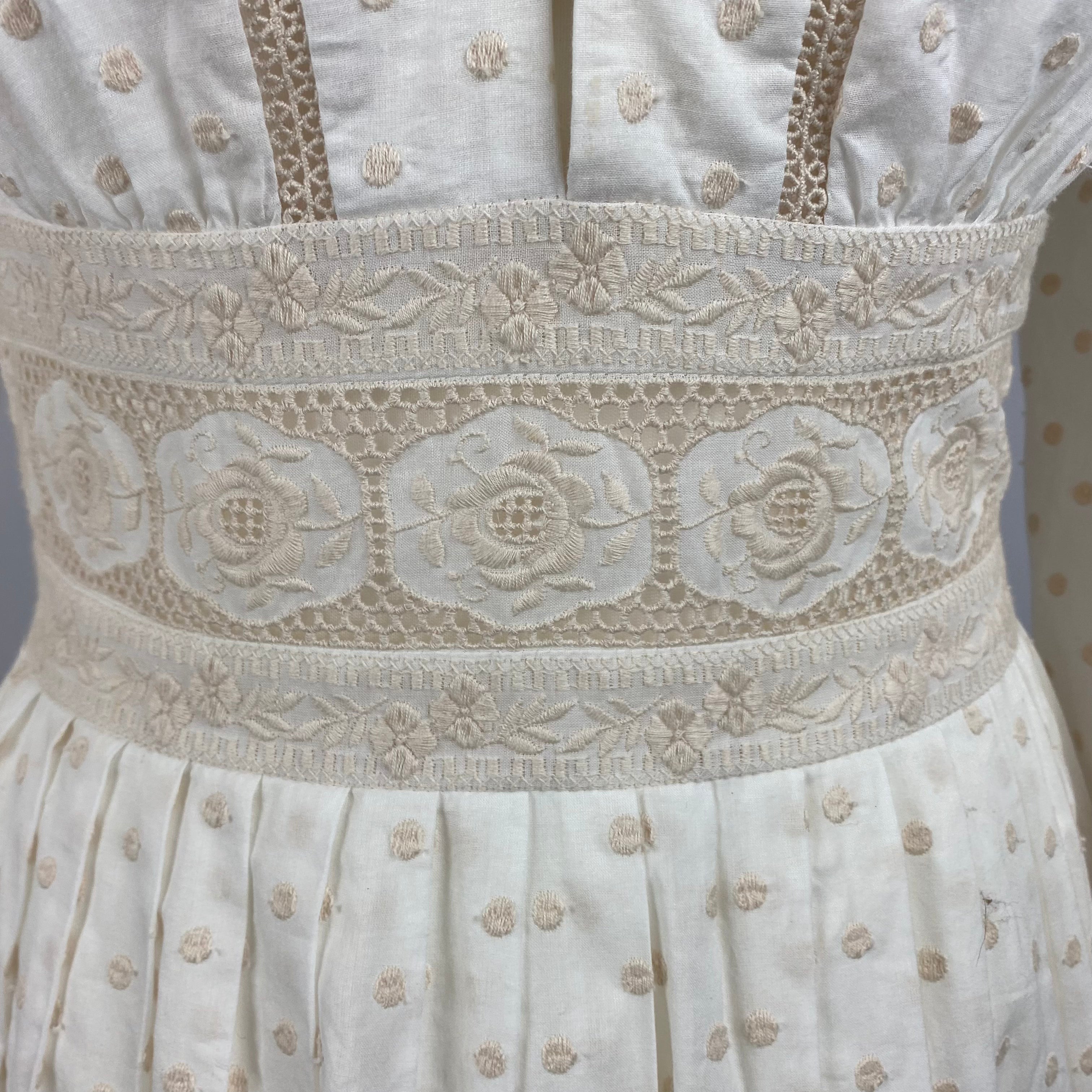 Zimmermann Cream Dotty Embroidered Cotton Midi Dress S