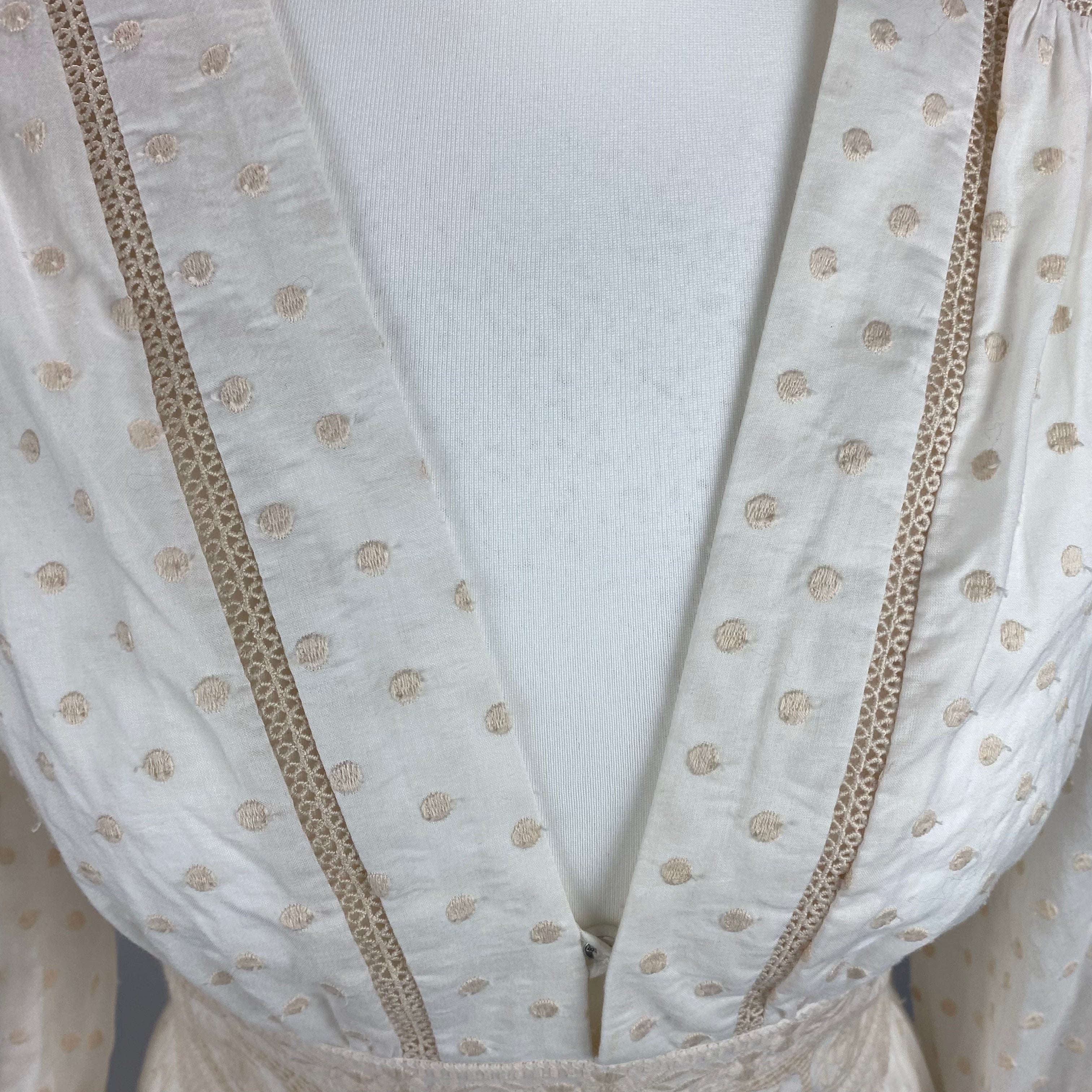 Zimmermann Cream Dotty Embroidered Cotton Midi Dress S