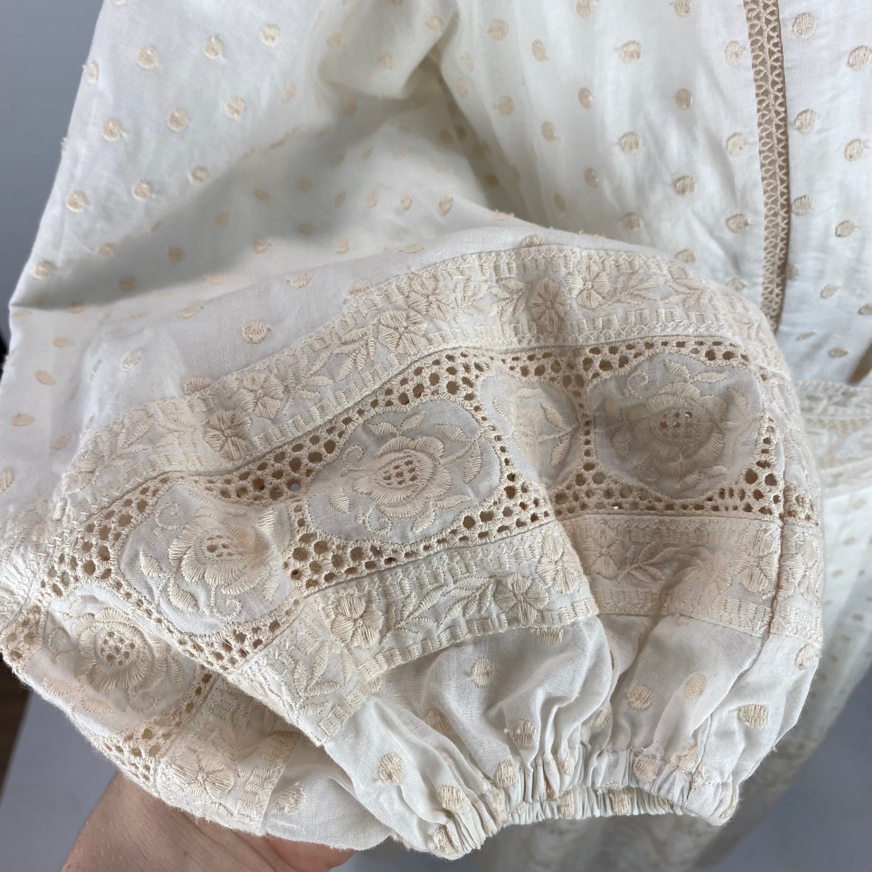 Zimmermann Cream Dotty Embroidered Cotton Midi Dress S