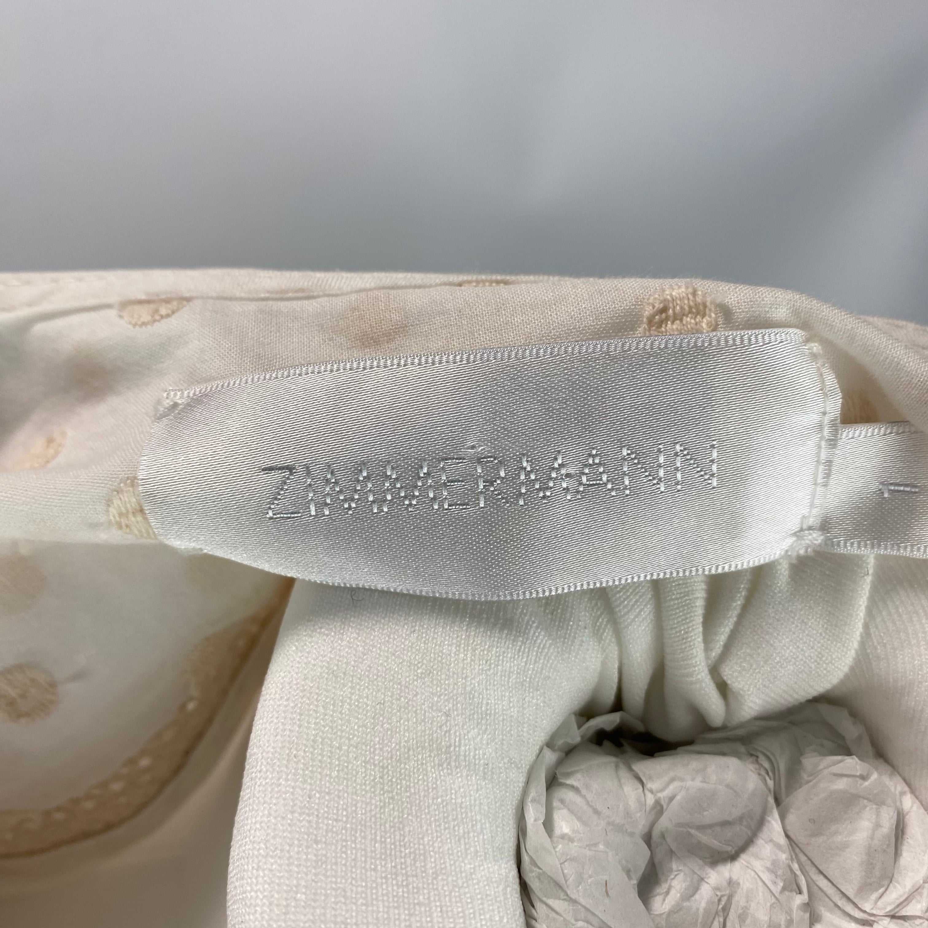 Zimmermann Cream Dotty Embroidered Cotton Midi Dress S