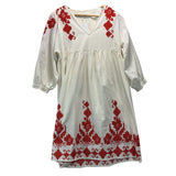 Velvet Brand New Ecru & Red Embroidered Cotton Tunic Dress S/M