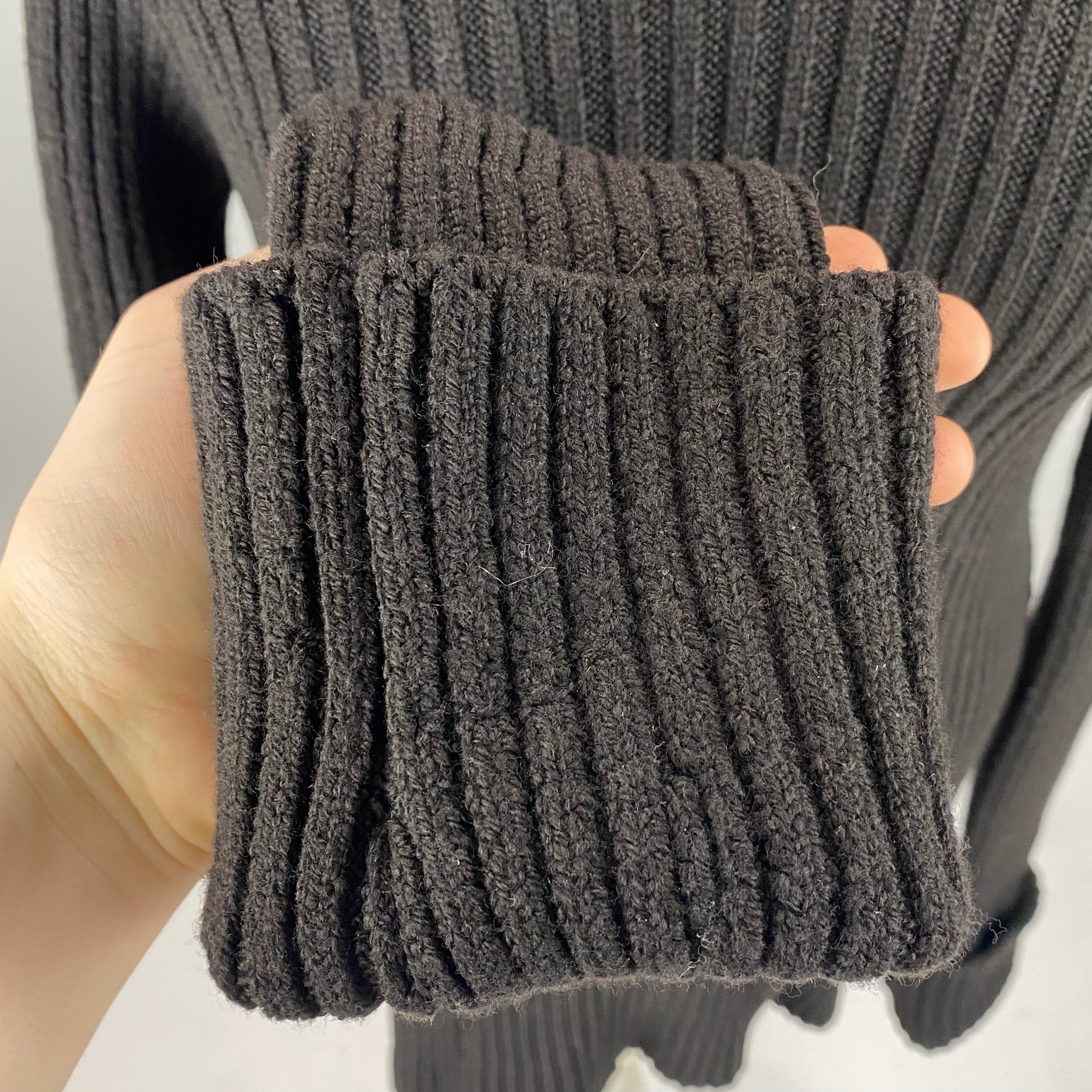 Bottega Veneta £725  Black Thick Rib Polo Neck Cutaway Sweater XS/S/M