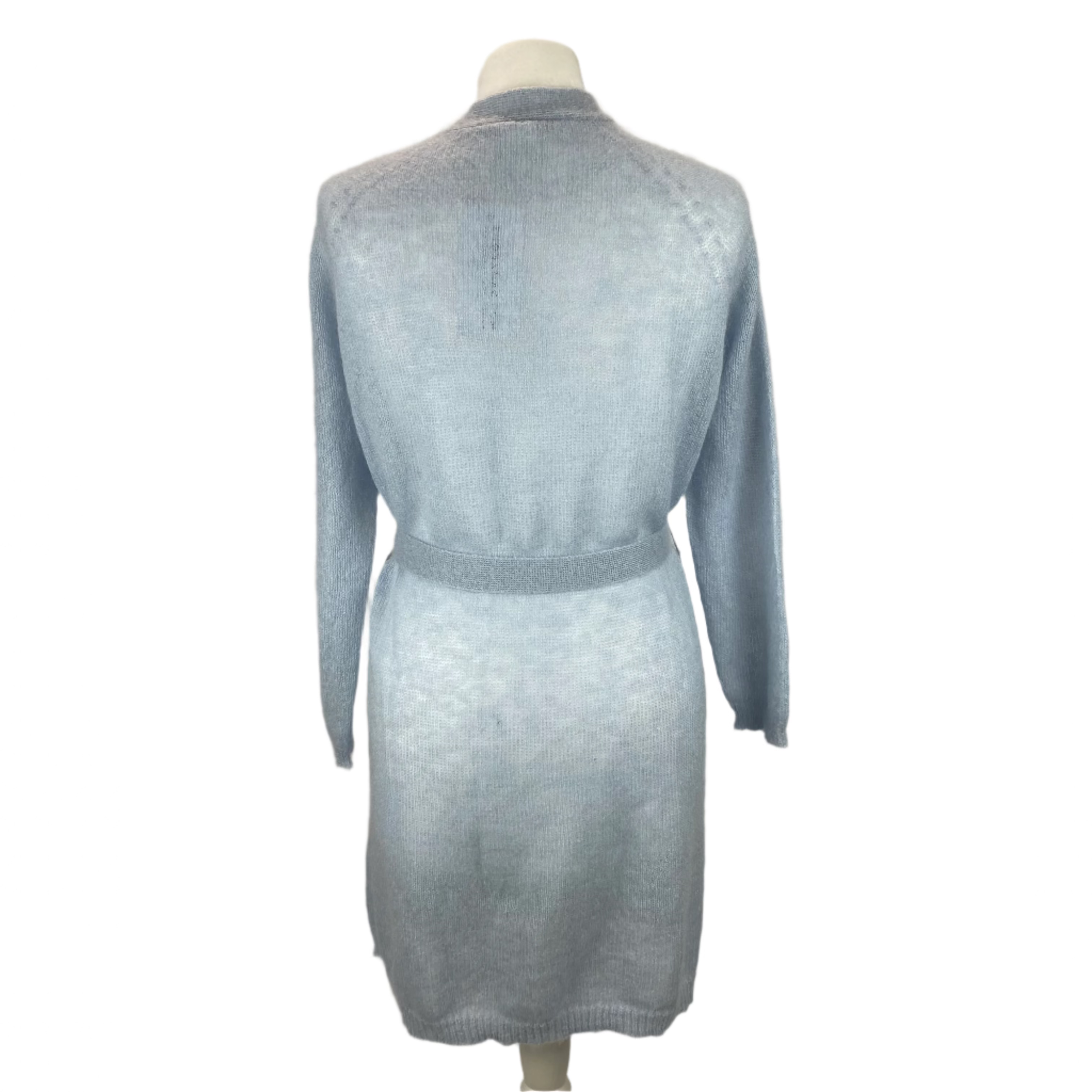 Max Mara Baby Blue Fluffy Knit Longline Cardigan S/M