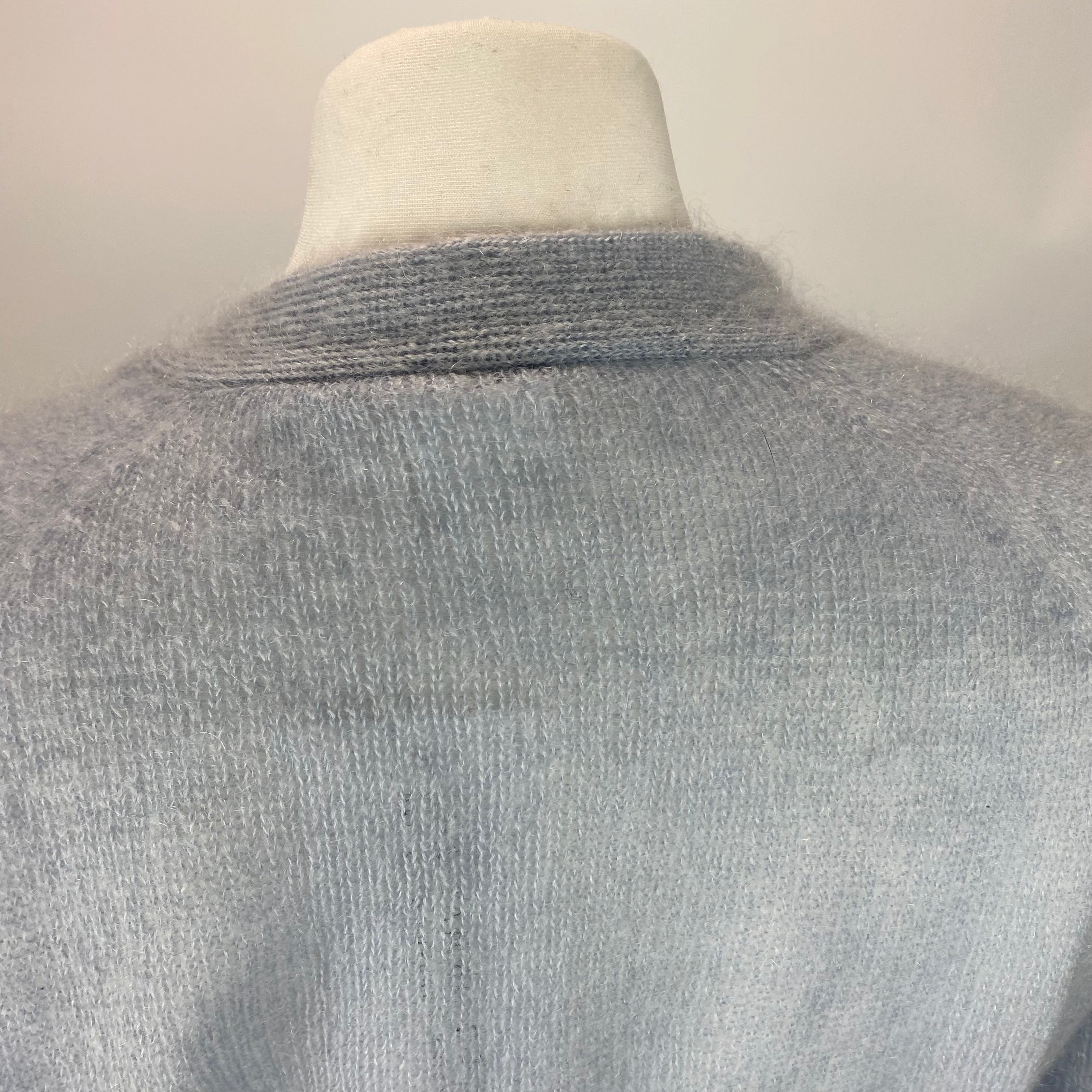 Max Mara Baby Blue Fluffy Knit Longline Cardigan S/M
