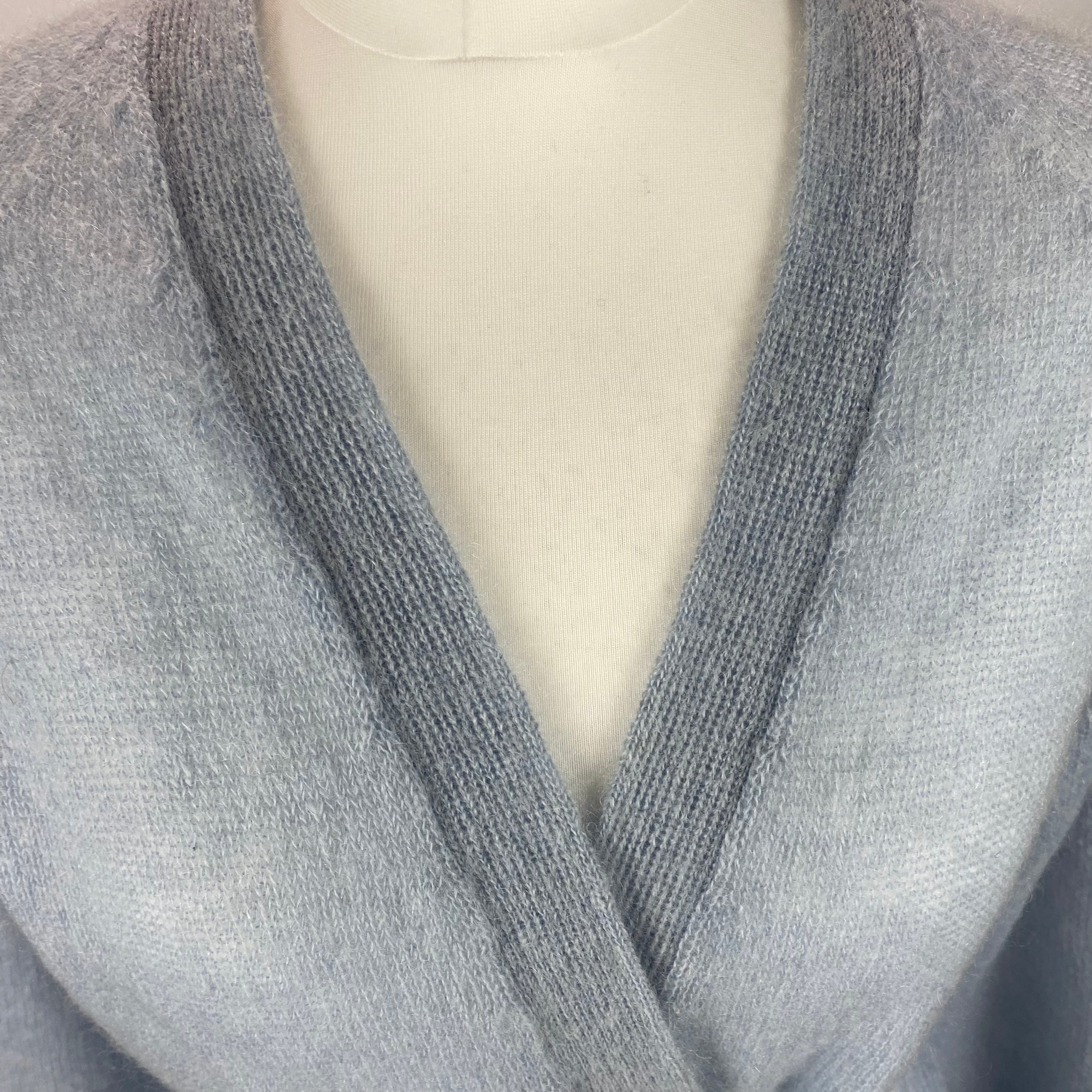 Max Mara Baby Blue Fluffy Knit Longline Cardigan S/M