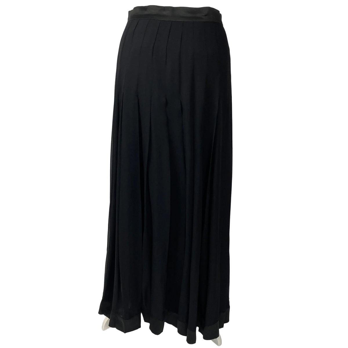 Emma Willis of Jermyn St Black Silk Chiffon Pleated Maxi Skirt S
